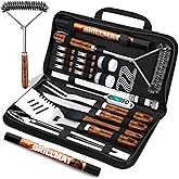 Yoehka BBQ Grilling Accessories Set, 34Pcs Heavy Duty Grill Tools for Outdoor Camping, Grilling Gifts for Men Dad, Stainless Steel Barbecue Utensils Kit with Mats and Glove in Carrying Bag, Brown customer photo 1