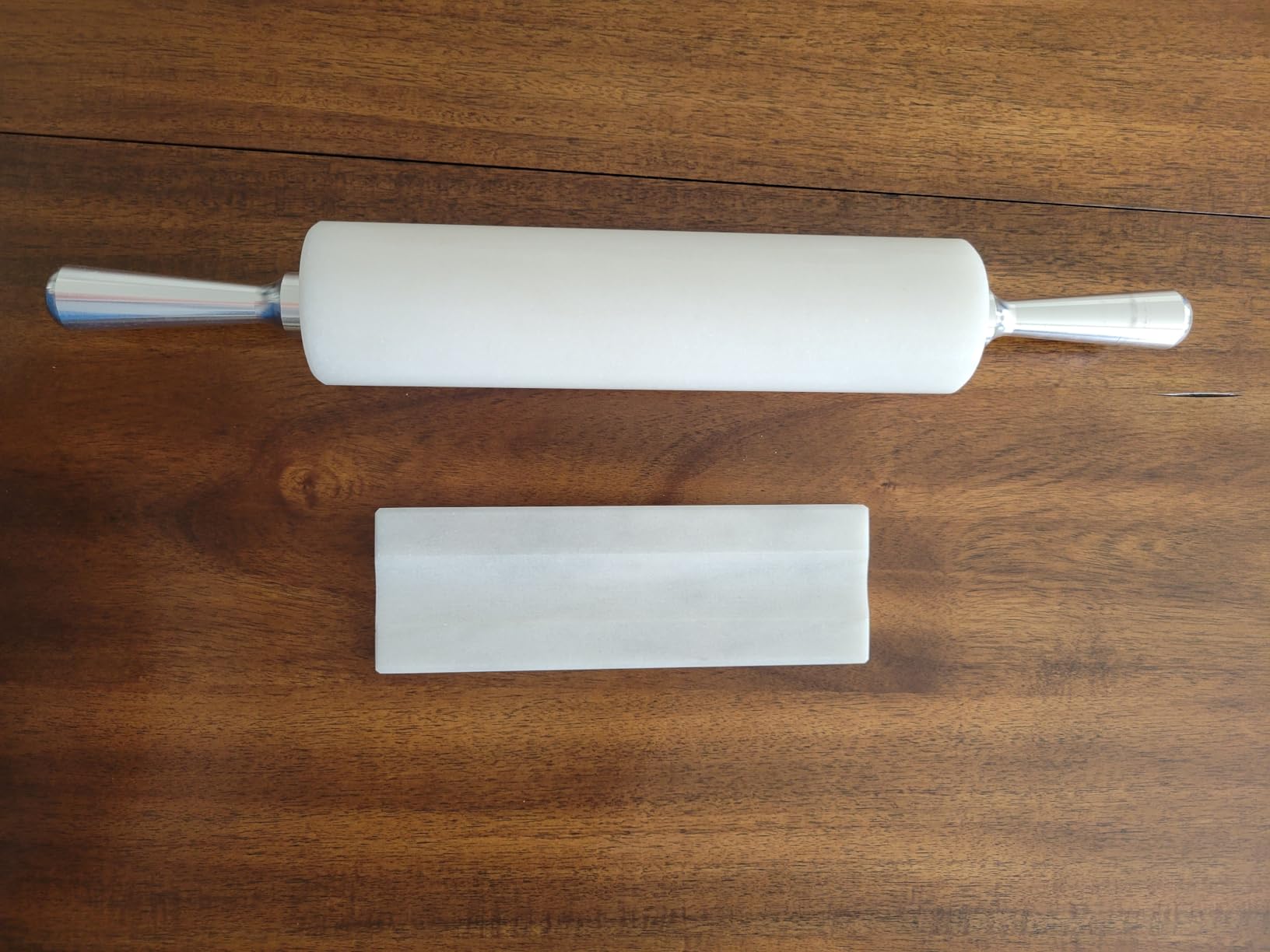 Fox Run Polished Marble Rolling Pin with Wooden Cradle, 10-Inch Barrel, White customer photo 1