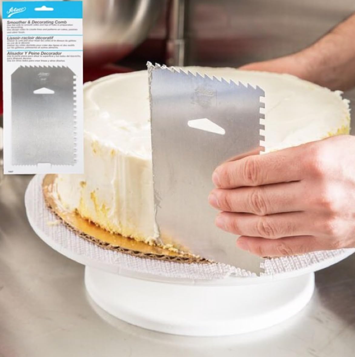 Ateco Decorating Comb & Icing Smoother, 4 Sided Baking Supplies, 6 x 3.75, Silver customer photo 1