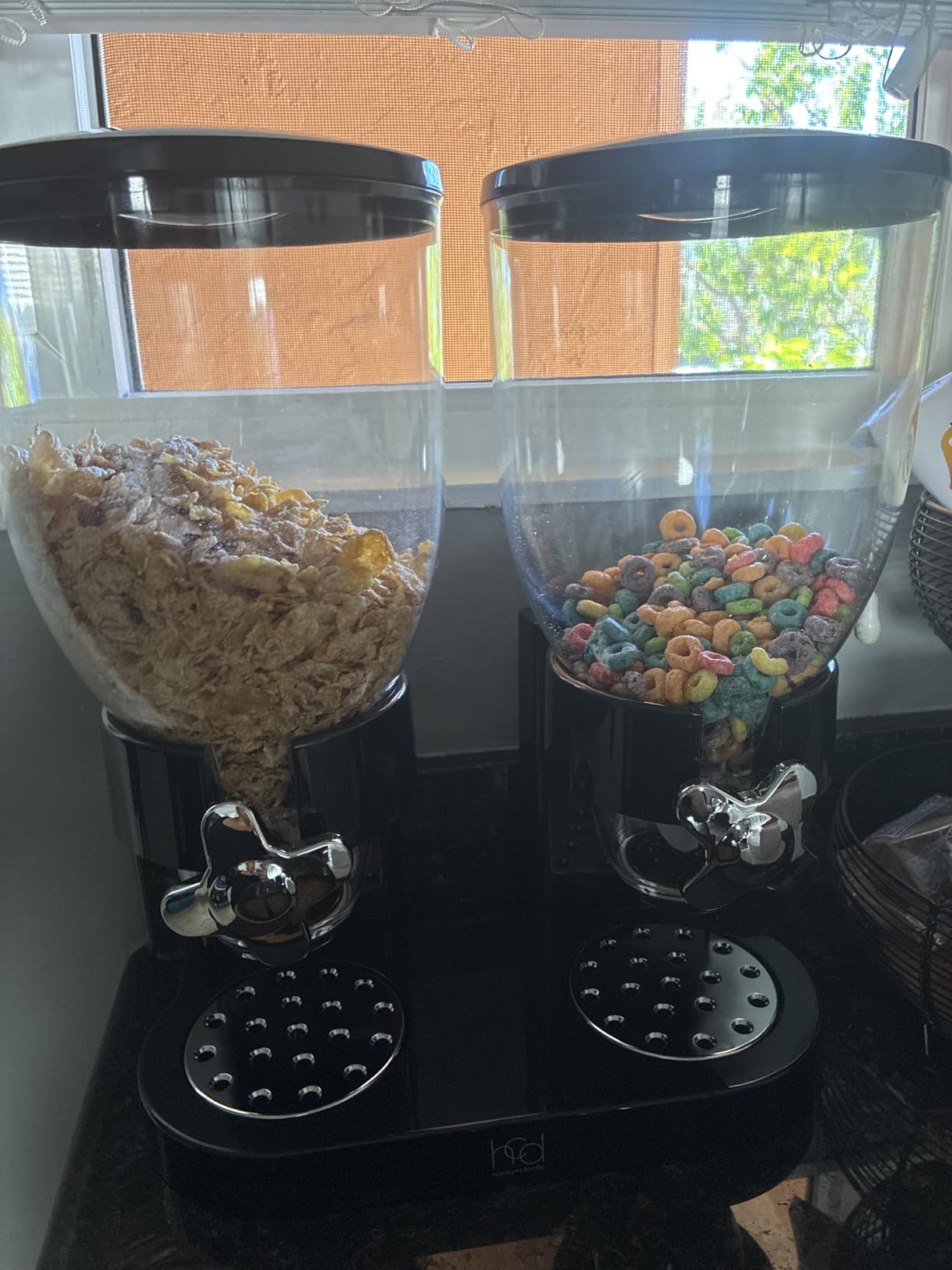 Honey-Can-Do Zevro Essential Dual-Control Dry Food Dispenser - 17.5 oz Each Capacity, Black/Chrome customer photo 1