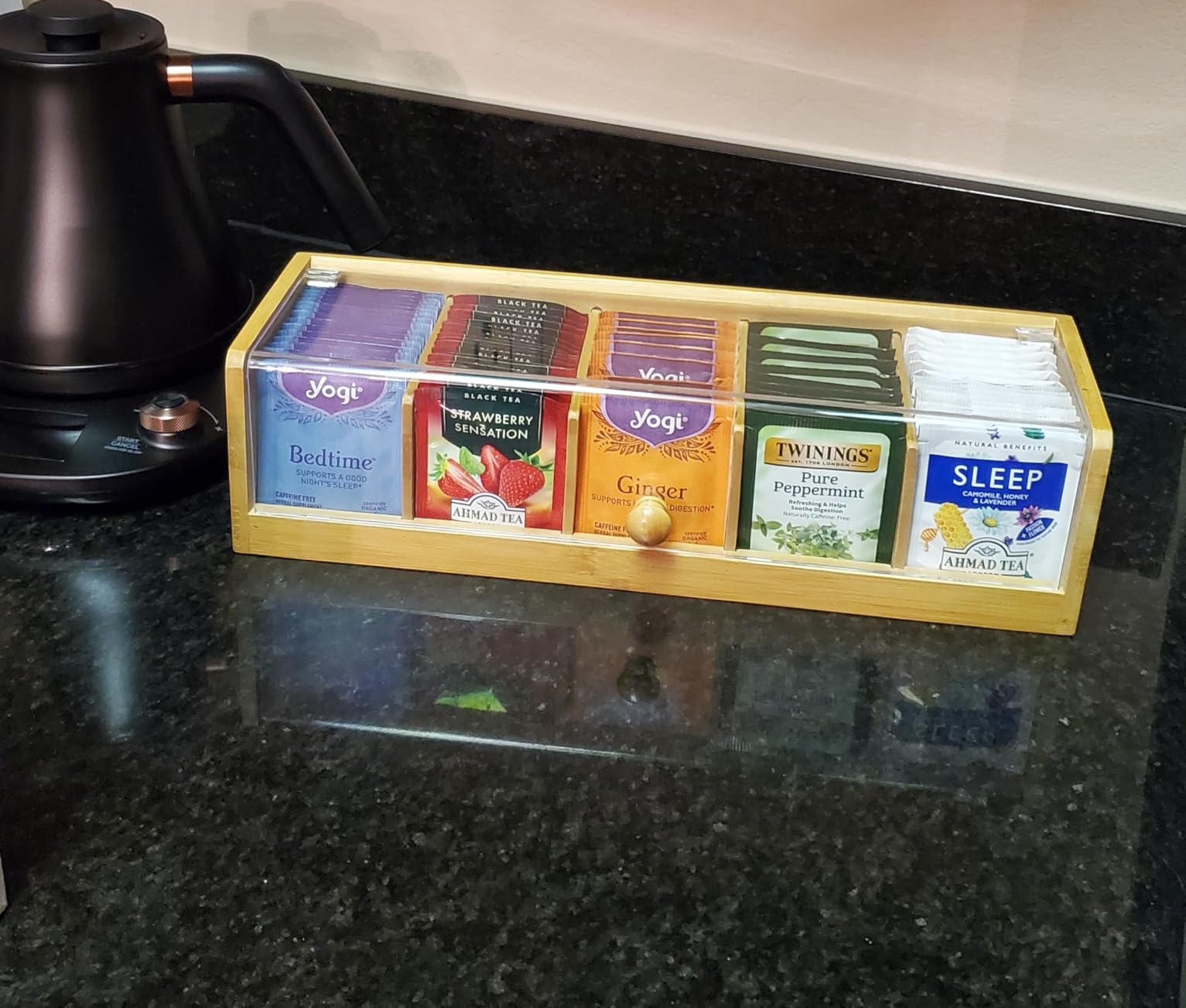 Lipper International 8188 Bamboo Wood Tea Box with 8 Compartments, 12-3/8