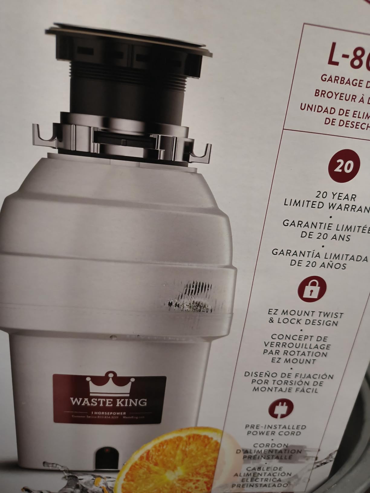 Waste King Garbage Disposal for Kitchen Sink with Power Cord, Food Waste Disposer, L-3200 customer photo 1