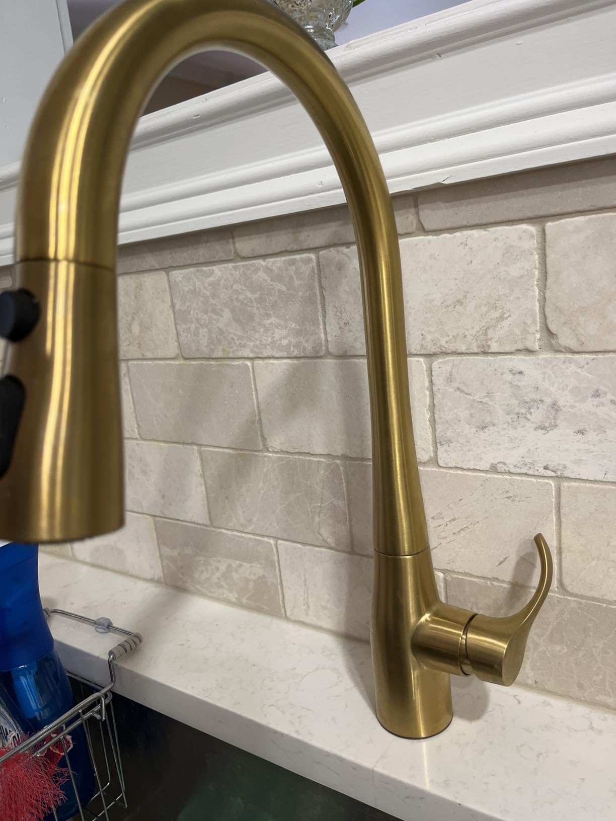 KOHLER 596-VS Simplice Kitchen Sink Faucets with Pull Down Sprayer, 3-Spray Design, Vibrant Stainless Kitchen Faucets, High Arch customer photo 2