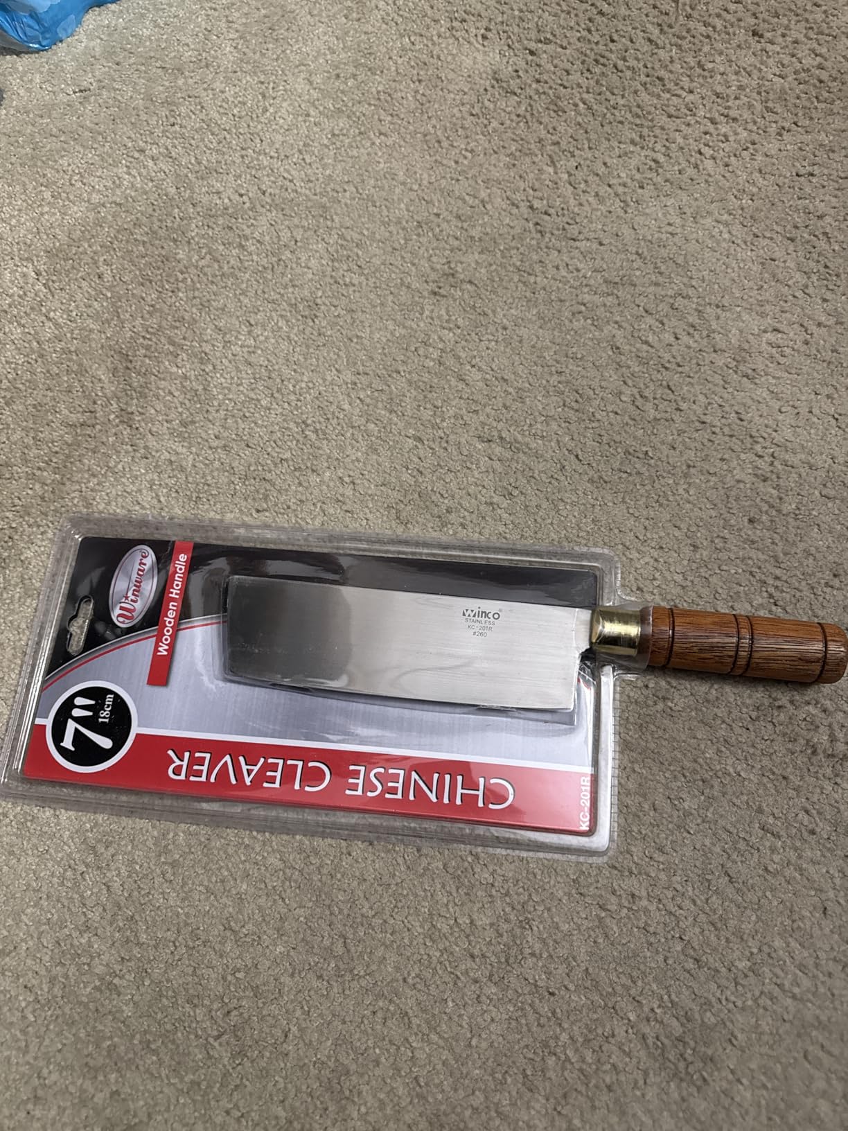 Winco Blade Chinese Cleaver w/ wooden handle - blade 8