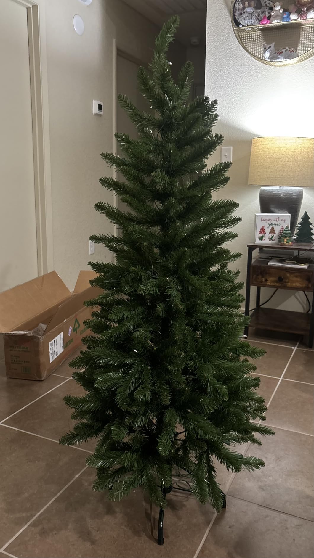 National Tree Company 4.5 ft Pre-Lit Kingswood Fir Slim Artificial Christmas Tree, 150 Clear Lights, 330 Tips, Includes Stand, Green customer photo 2