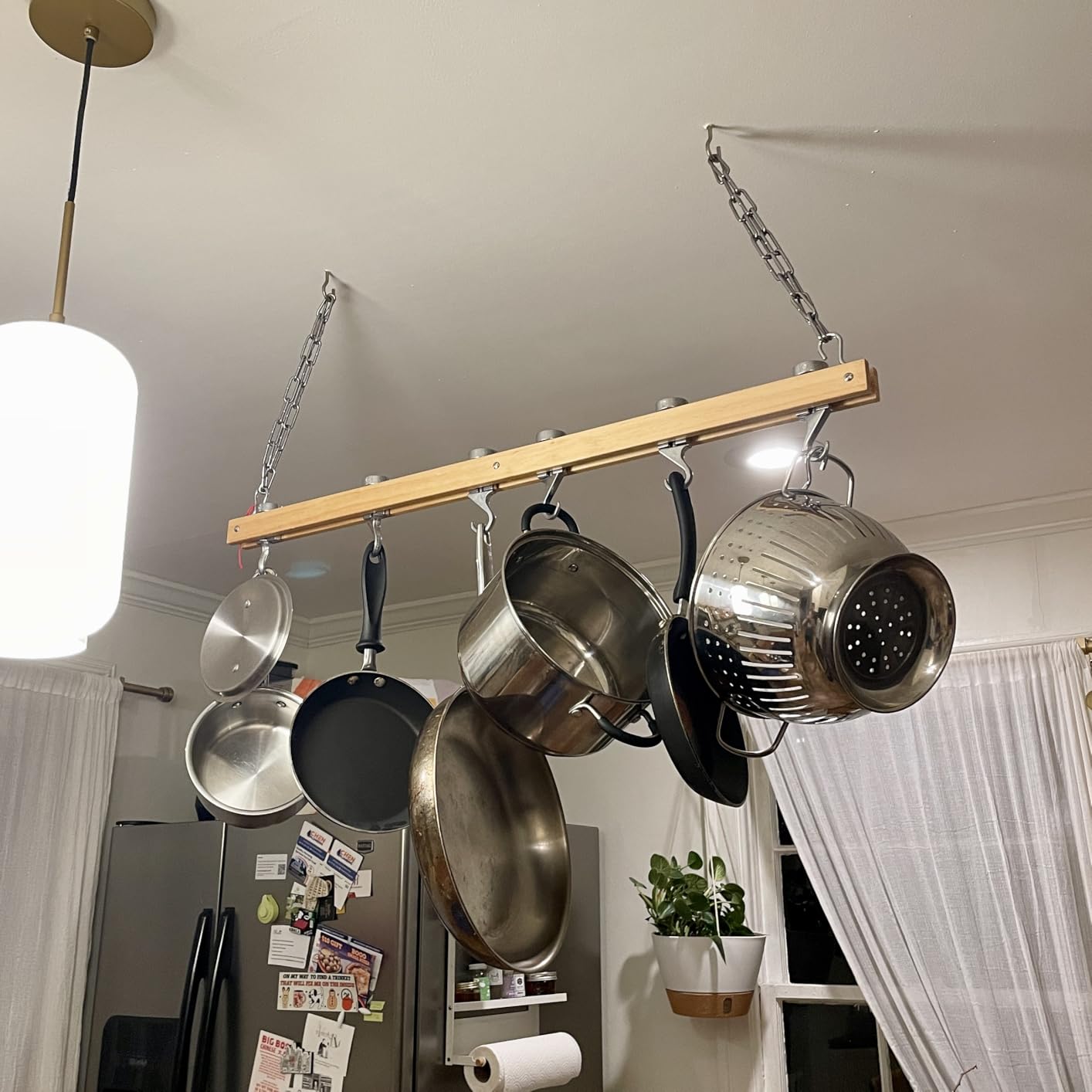 Cooks Standard NC-00269 Standard, Single Bar, 36-Inch Ceiling Mounted Wooden Pot Rack, Brown customer photo 1