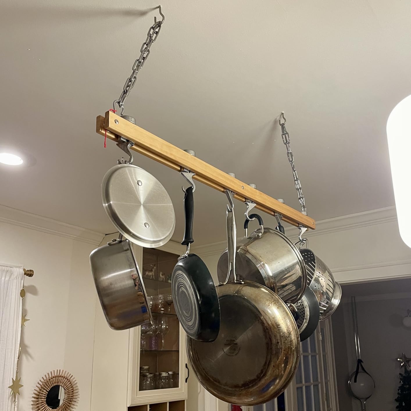 Cooks Standard NC-00269 Standard, Single Bar, 36-Inch Ceiling Mounted Wooden Pot Rack, Brown customer photo 2