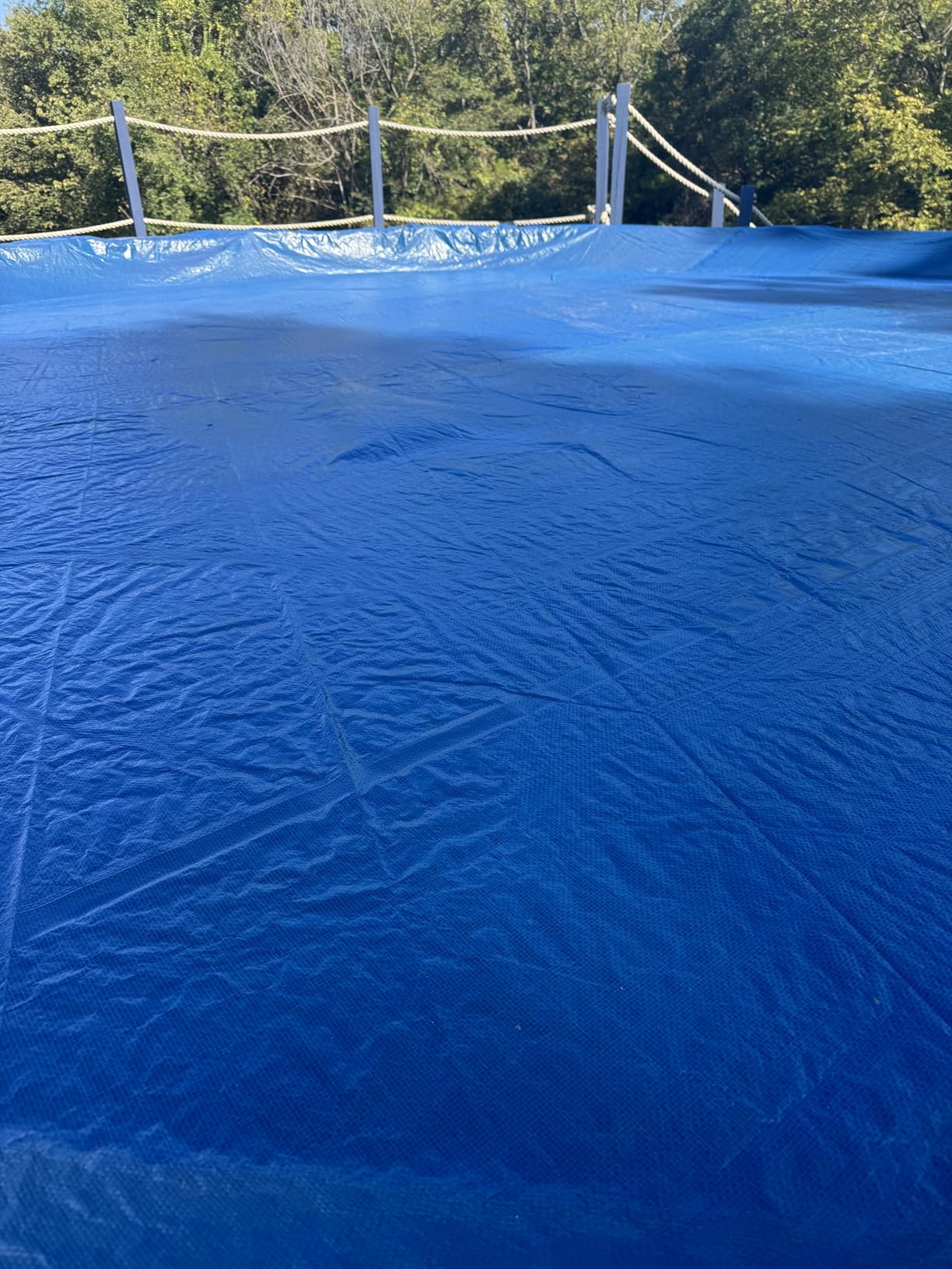 Robelle 24 ft Heavy Duty Blue Winter Pool Cover for Above Ground Pools, 4 ft Overlap (28 ft Cover Size), Solid 8 x 8 Scrim, 2.36 oz/yd2, 10-Year Warranty, Style: 3524-4 customer photo 2