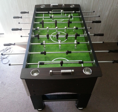 Hathaway Primo 56-In Foosball Table for Family Game Room - With Counterbalanced Players, E-Z Spin Bearings, Analog Scoring Units, Easy-Grip Handles & Adjustable Leg Levelers - Wood Grain Finish customer photo 2