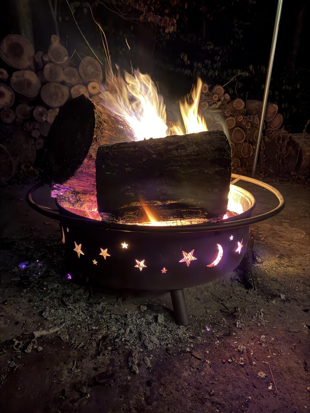 Sunnydaze Cosmic 42-Inch Large Outdoor Fire Pit - Wood-Burning Fire Pit with Round Spark Screen, Poker, and Built-in Grate customer photo 2