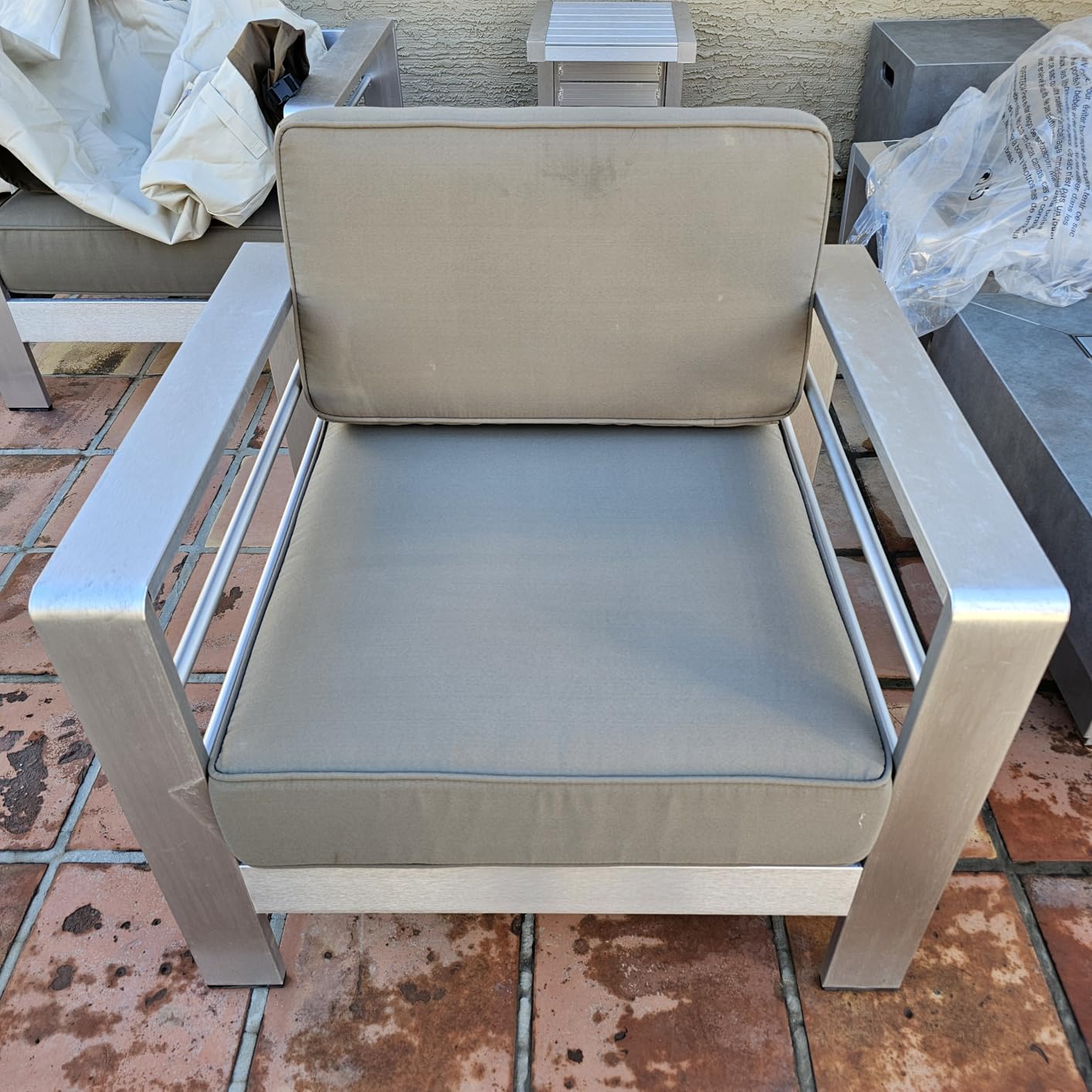 Amazon Basics 3 Seater Outdoor Couch and Patio Furniture Covers, Waterproof, Anti-UV, Durable, Beige/Tan customer photo 2