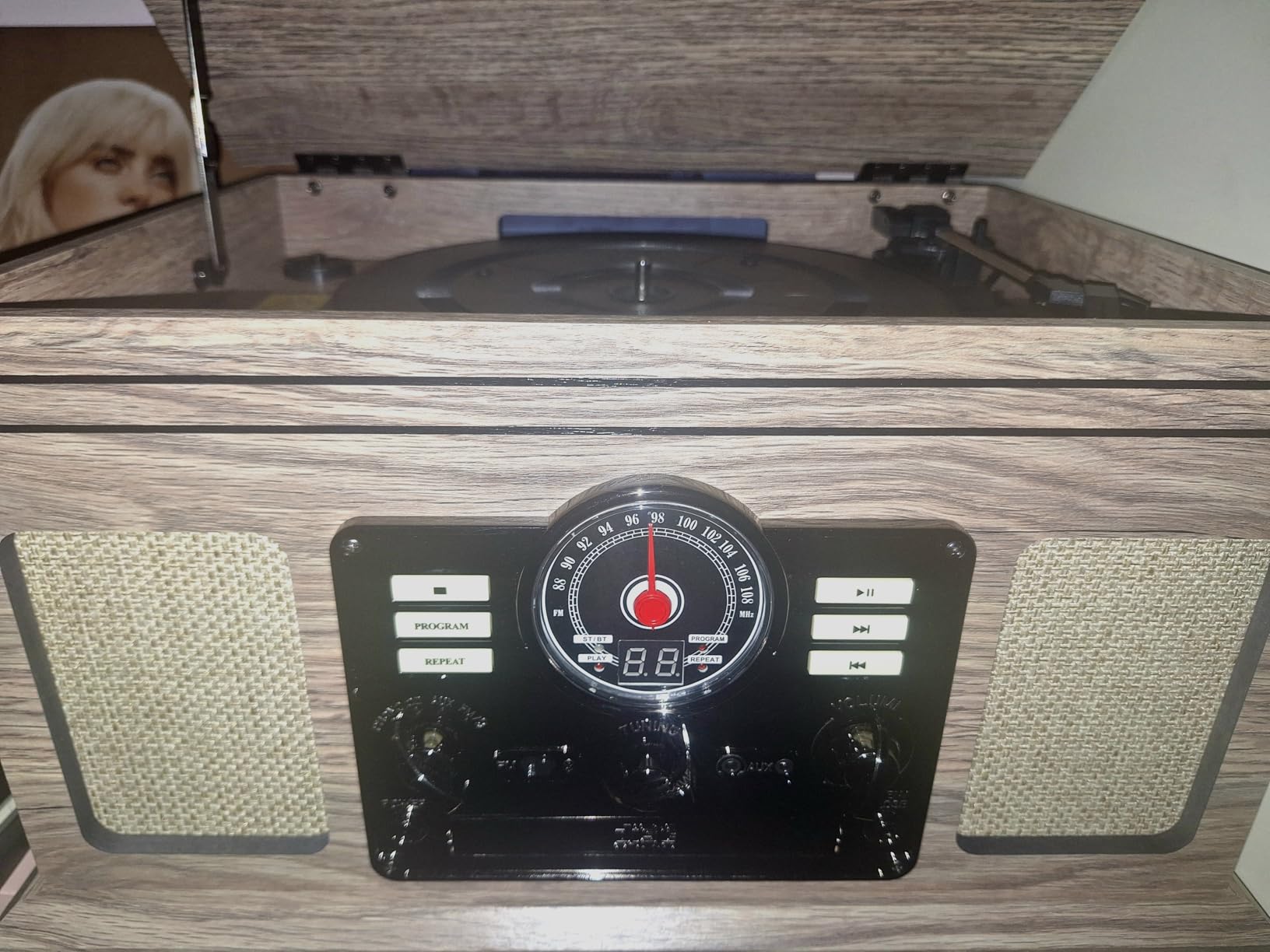 Victrola The Quincy 6-in-1 Bluetooth Record Player & Multimedia Center with Built-in Speakers - 3-Speed Turntable, CD & Cassette Player, AM/FM Radio, Wireless Music Streaming (Mahogony) customer photo 1