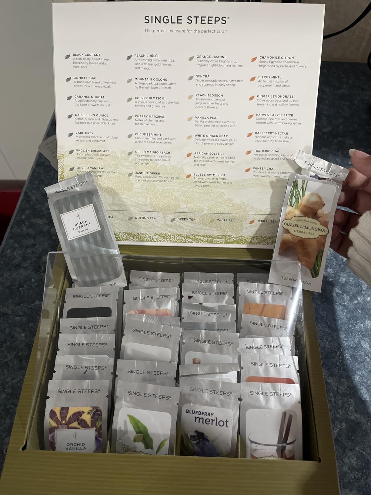 Tea Forte Single Steeps Loose Leaf Tea Sampler, Assorted Variety Tea Box, 15 Single Serve Pouches, Classic Tea customer photo 2