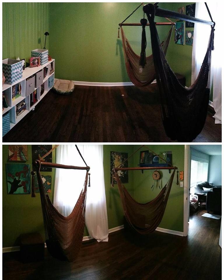 Sunnydaze Outdoor Hammock Chair Swing for Reading - Hanging Hammock Swing for Indoor or Patio - 300lb Capacity - Caribbean XL - Tan customer photo 2