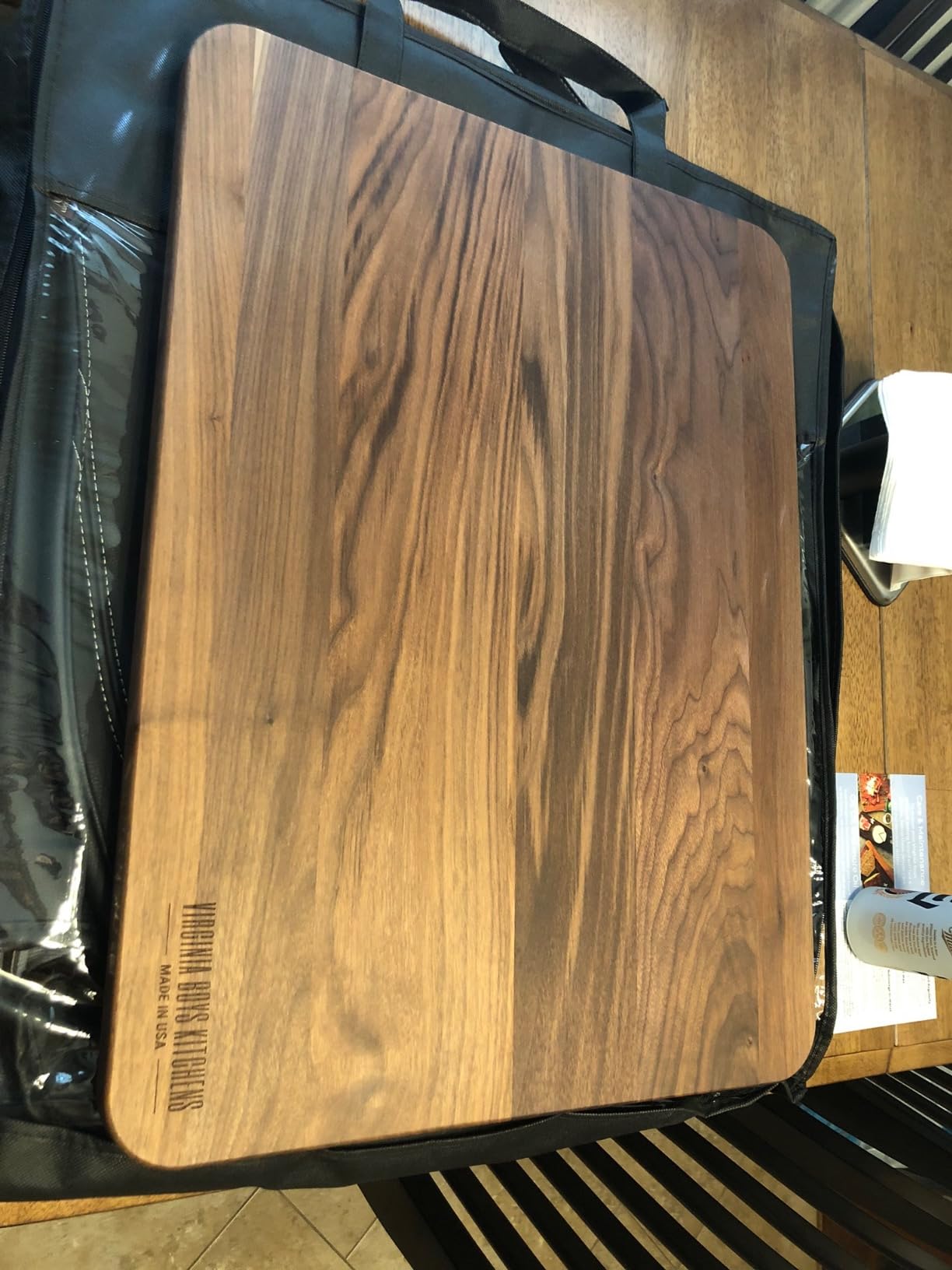 Made in USA Black Walnut Wood Cutting Board by Virginia Boys Kitchens - Butcher Block Wooden Carving Board with Juice Well made from Sustainable Hardwood (17x11) customer photo 2
