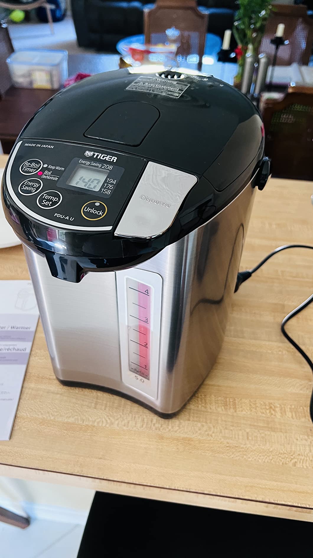 Tiger PDU-A30U-K Electric Hot Water Boiler and Warmer, Stainless Black, 3-Liter customer photo 2