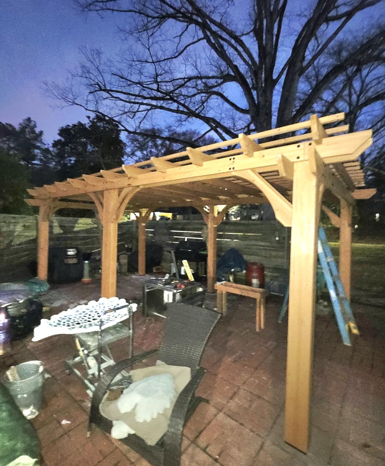 Backyard Discovery Beaumont 12' x 10' Traditional Cedar Wood Pergola Kit with Trellis Roof, All-Season Durability, High-Wind Rating, PowerPort, Shade for Outdoor Patio, Deck, Garden, and Entertaining customer photo 1