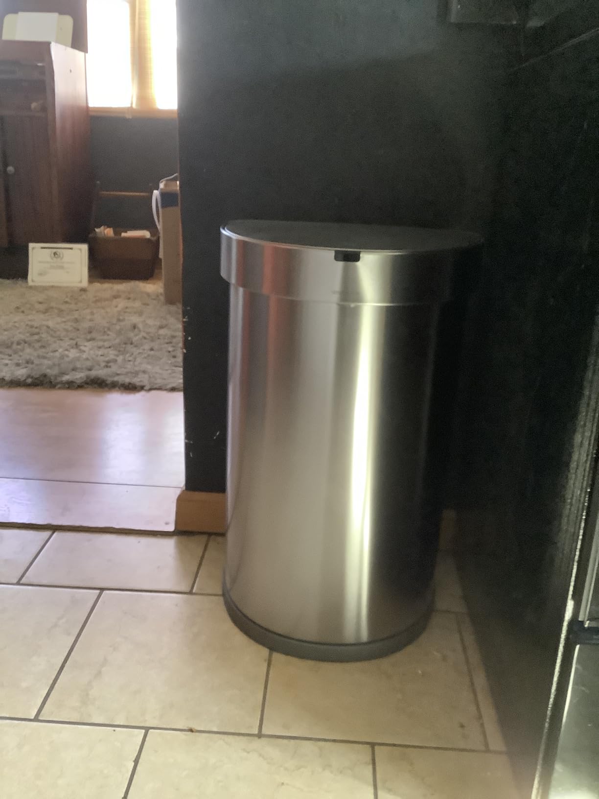 simplehuman 45 Liter / 12 Gallon Semi-Round Automatic Sensor Trash Can Brushed Stainless Steel customer photo 1