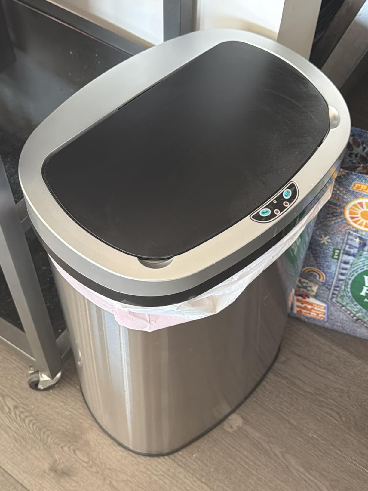 BestOffice 13 Gallon Trash Can with Lid | Automatic Touchless Garbage Can | Odor Control | Modern Oval Design | Easy to Clean | Stainless Steel | Fits Any Kitchen, Bathroom, Office or Home customer photo 1