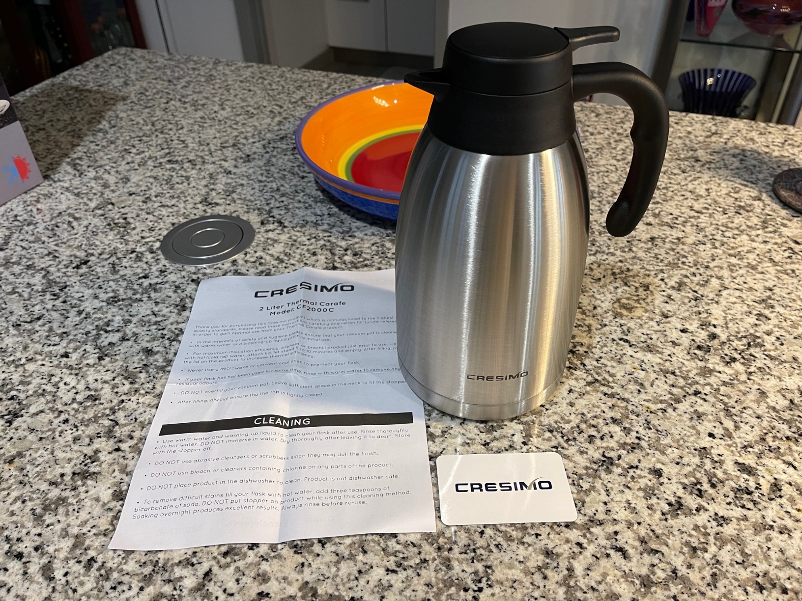 Cresimo Thermal Coffee Carafe 68oz / 2L - 12 Hours Hot Beverage Dispenser, Insulated Stainless Steel Carafe for Liquids, Coffee Carafes For Keeping Hot Water Dispenser for Parties - Large Tea Flask customer photo 1