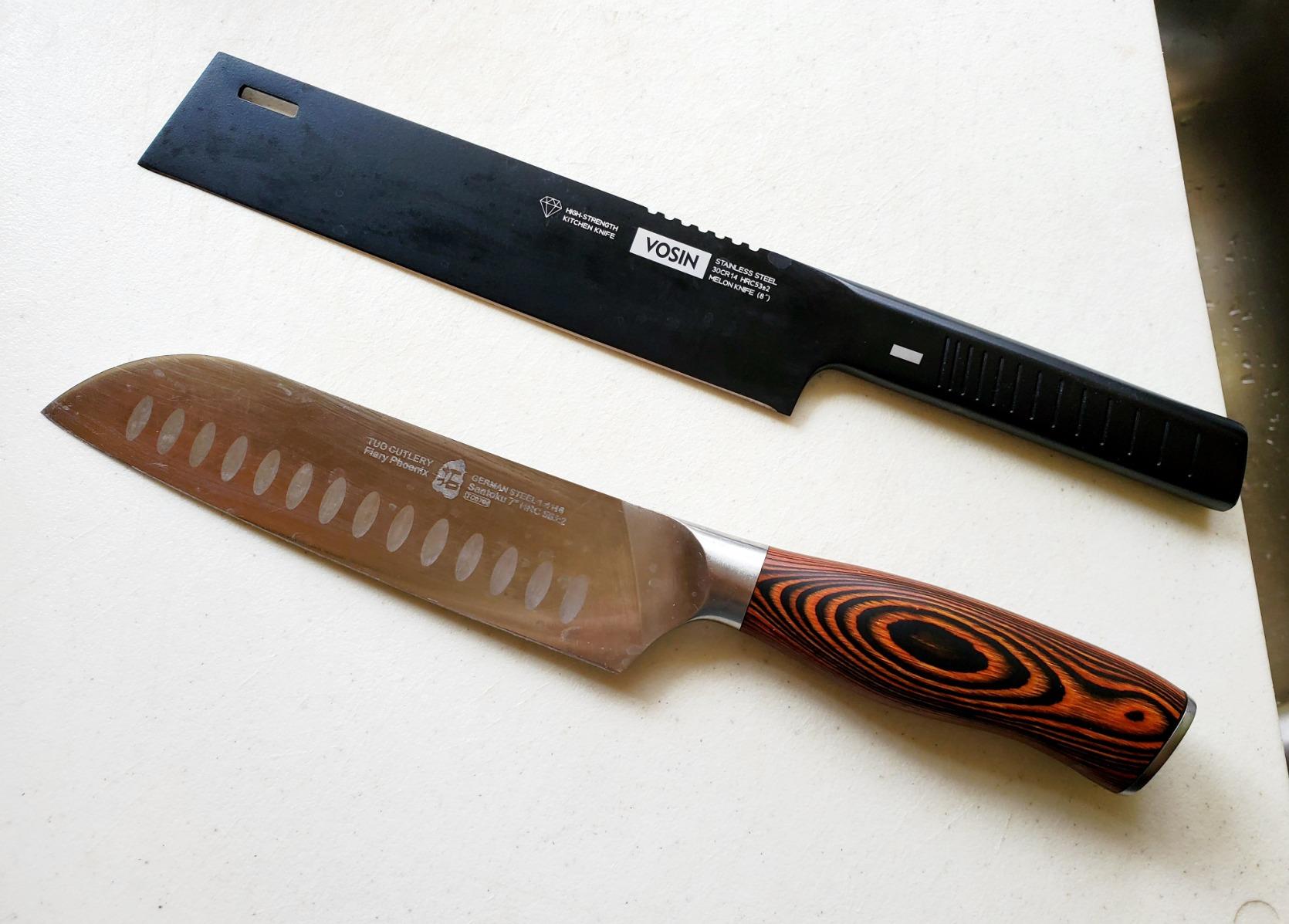 TUO Santoku Knife, 7 inch Japanese Chef Knife for Vegetable Chopping & Meat Dicing, High Carbon German Steel, Ergonomic Handle - Fiery Phoenix Series customer photo 1