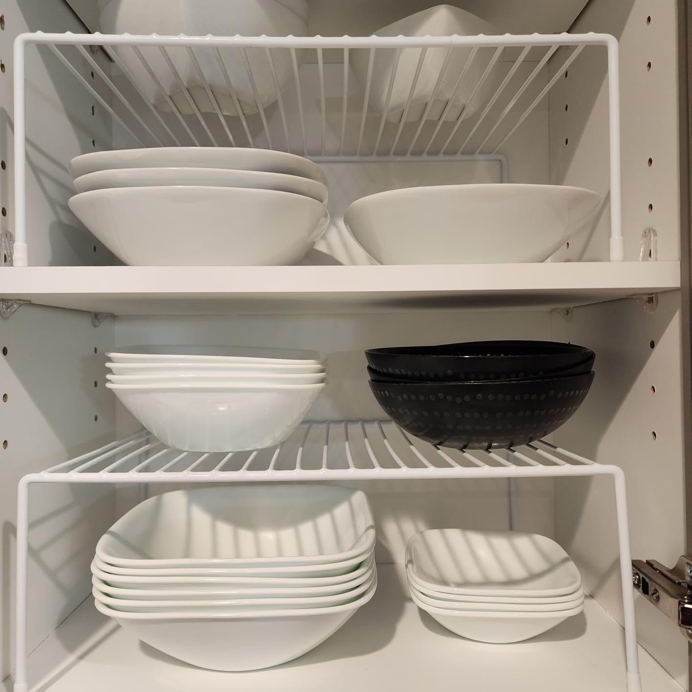 Evelots Wire Rack Cabinet Shelf Organizer - 2 Pack Sturdy Metal Cabinet Riser Shelf - Double Space - Great for Kitchen, Freezer, Pantry - Rustproof customer photo 2