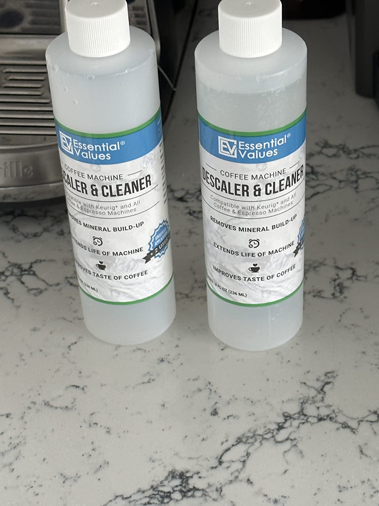 Essential Values Descaling Solution for Delonghi Keurig Breville Nespresso (4 Uses) - Coffee Machine Descaler Cleaner customer photo 2