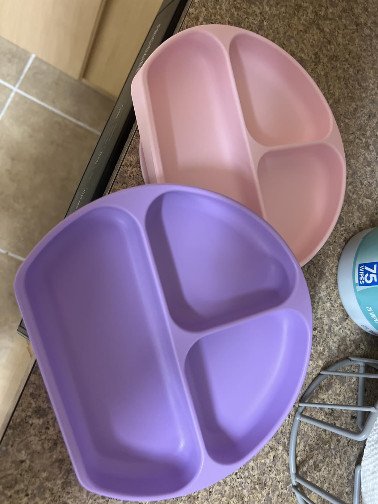 Bumkins Silicone Grip Dish, Suction Plate, Divided Plate, Baby Toddler Plate, BPA Free, Microwave Dishwasher Safe, Blue-GD, 1 Count customer photo 1