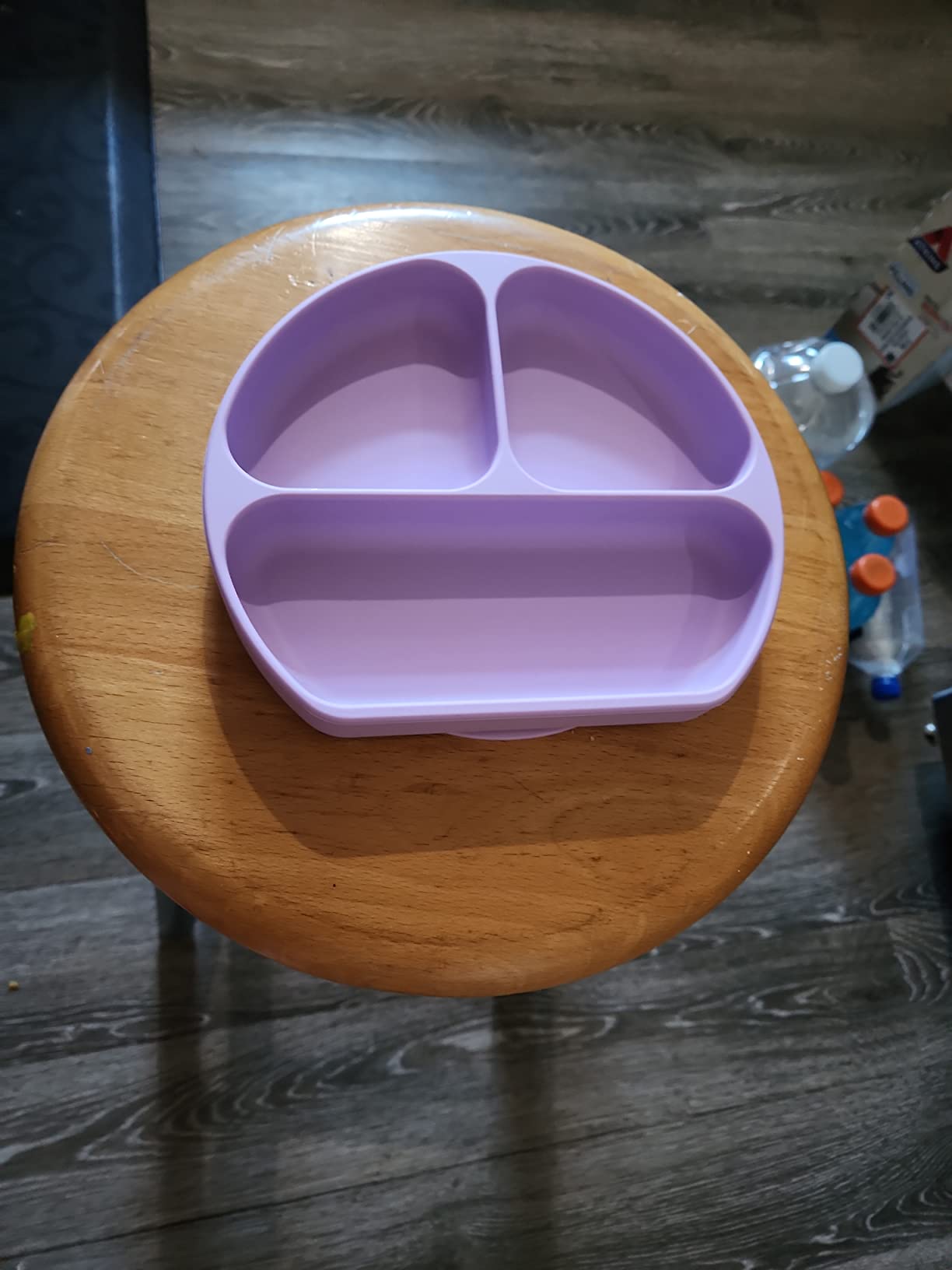 Bumkins Silicone Grip Dish, Suction Plate, Divided Plate, Baby Toddler Plate, BPA Free, Microwave Dishwasher Safe, Blue-GD, 1 Count customer photo 2