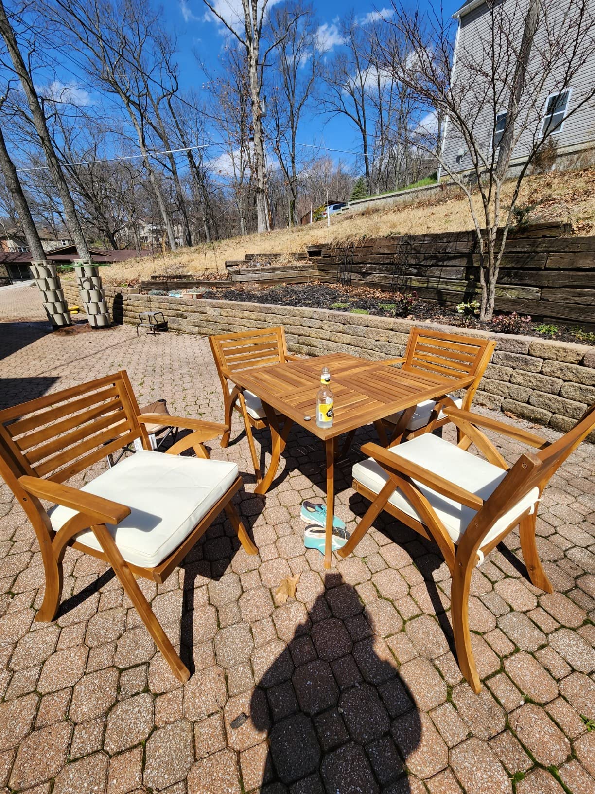 Christopher Knight Home Hermosa Acacia Wood Dining Set, 5-Pcs Set, Teak Finish customer photo 1