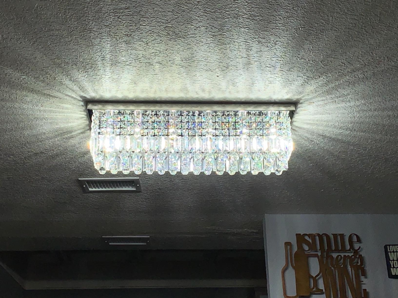 Siljoy 6-Light Modern Crystal Chandelier for Dining Room, Rectangular K9 Crystal Raindrop Chandelier, Rectangle Pendant Ceiling Light Fixture for Living Room Kitchen Island L31.5'' x W10'' x H10'' customer photo 2