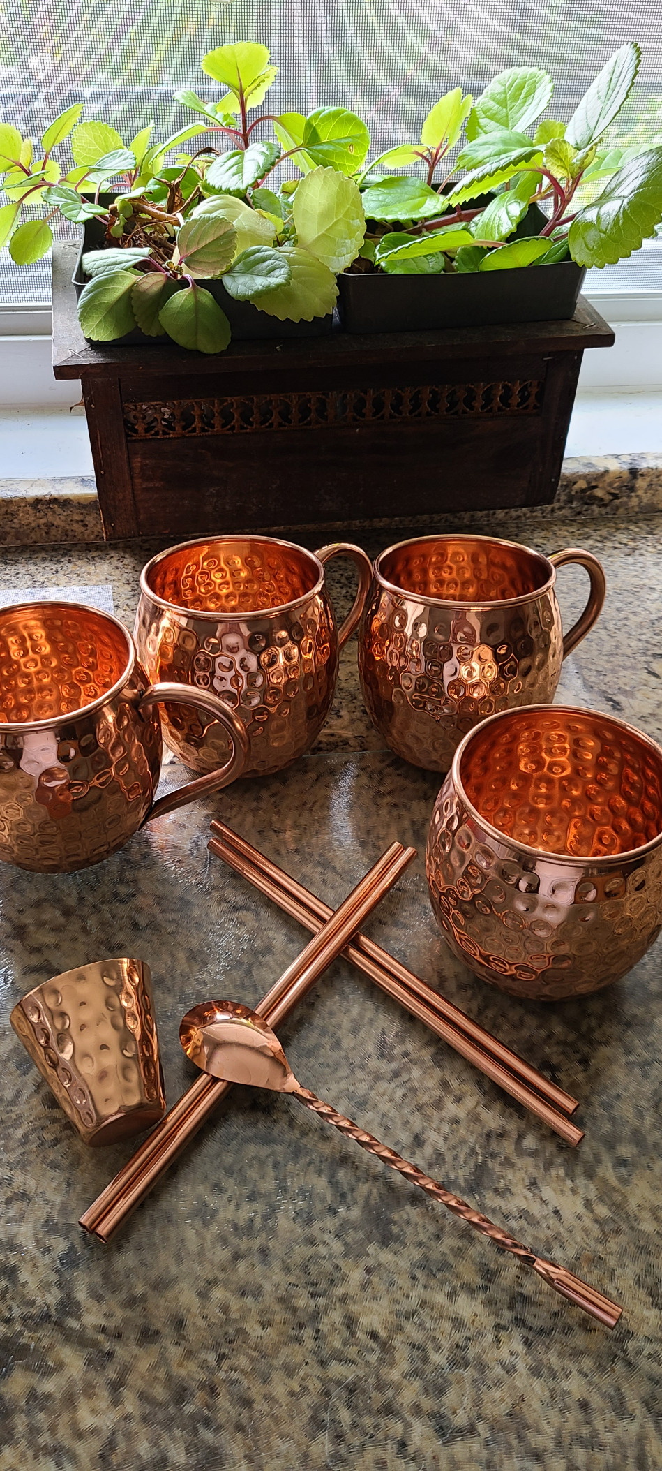 Advanced Mixology [Gift Set] Mule Science Moscow Mule Mugs Set of 4 (19 oz. large size) | 100% Handcrafted | Food Safe | Copper Mugs w/Accessories | Tarnish Resistant Copper Cups customer photo 2