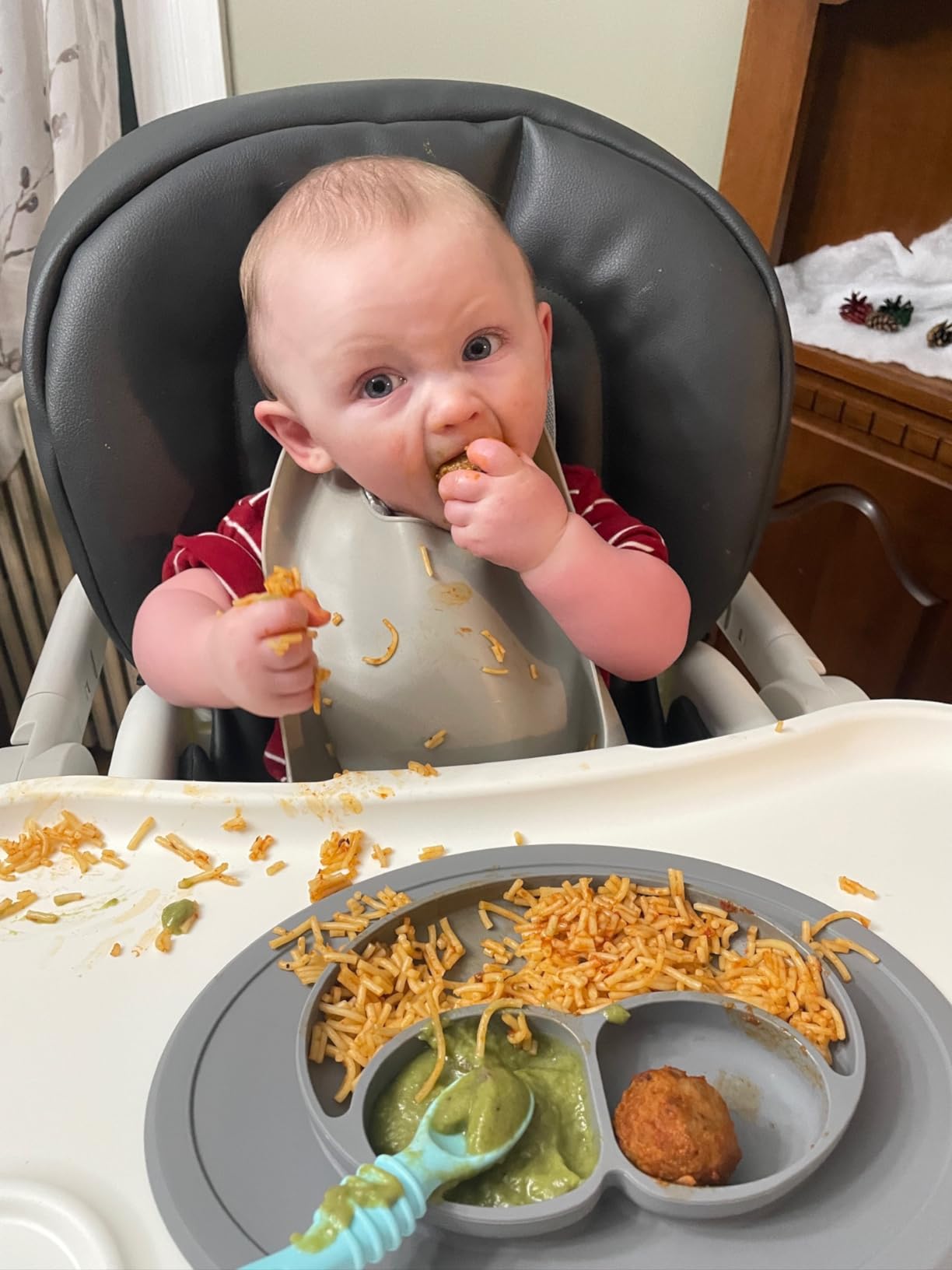 ezpz Happy Mat (Gray) - 24 Months+ - 100% Silicone Suction Placemat + Divided Plate with Three Compartments - Toddler + Preschool Essentials customer photo 1