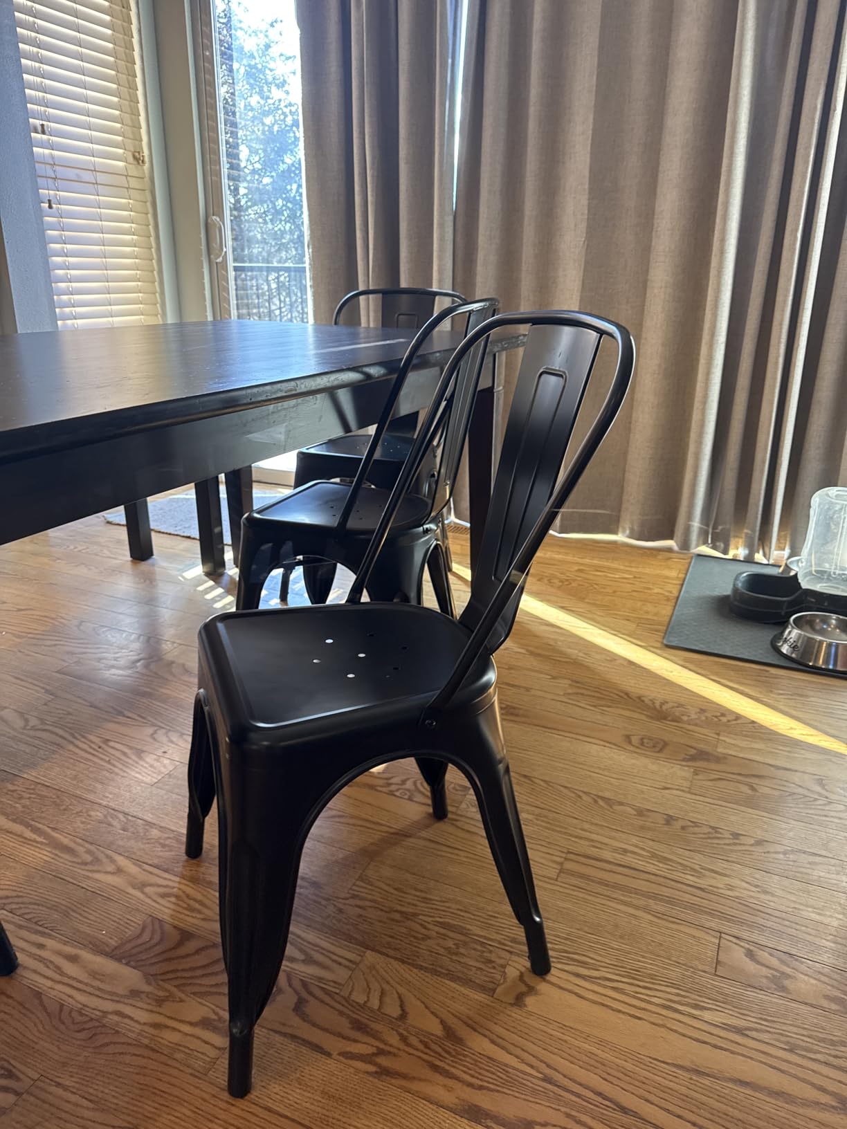FDW Metal Dining Chairs Set of 4 Black Stackable Tolix Side Chairs with Backrest - Indoor/Outdoor Use customer photo 1