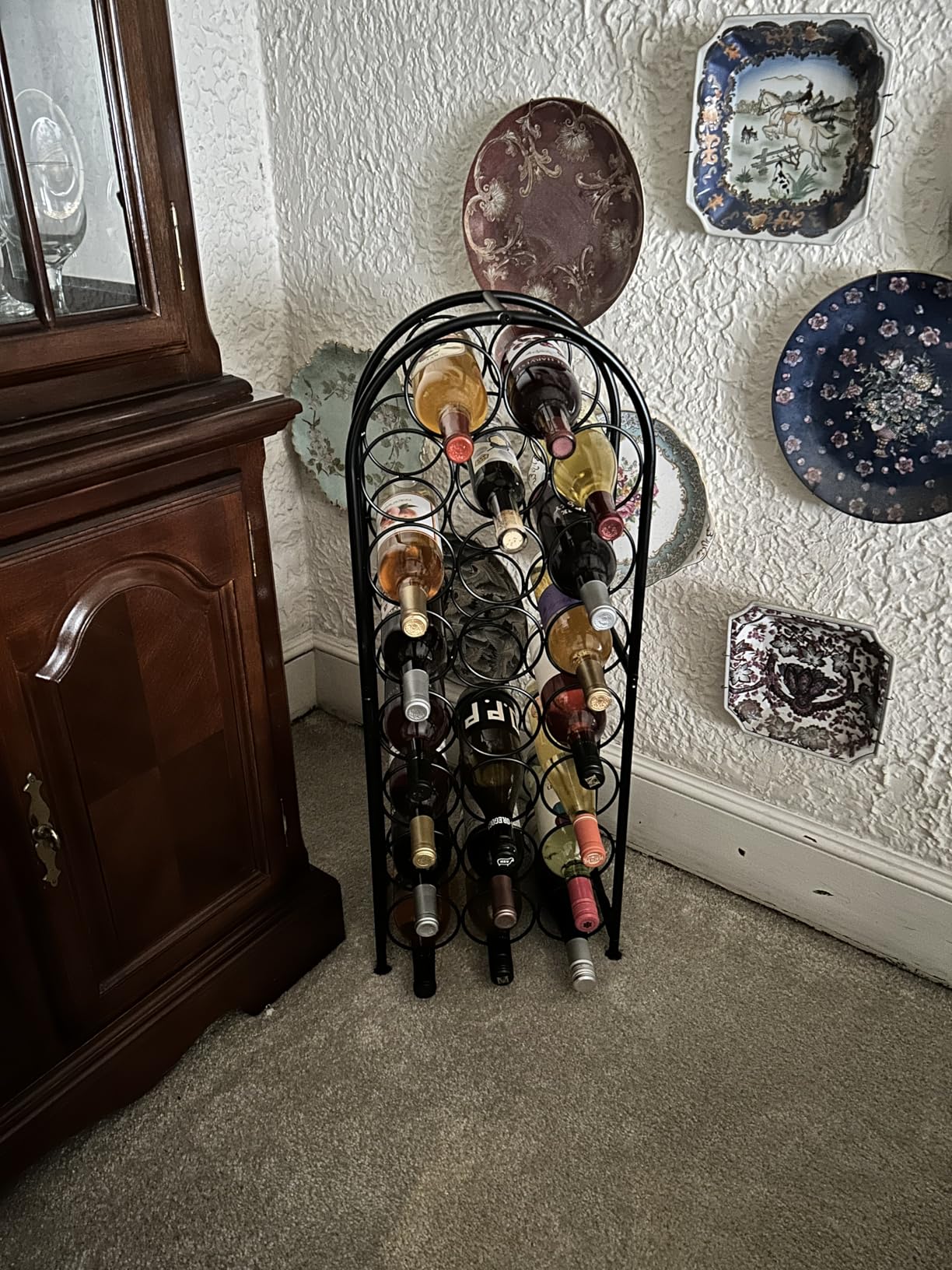 PAG 23 Bottles Arched Freestanding Floor Metal Wine Rack Wine Bottle Holders Stands, Black customer photo 2