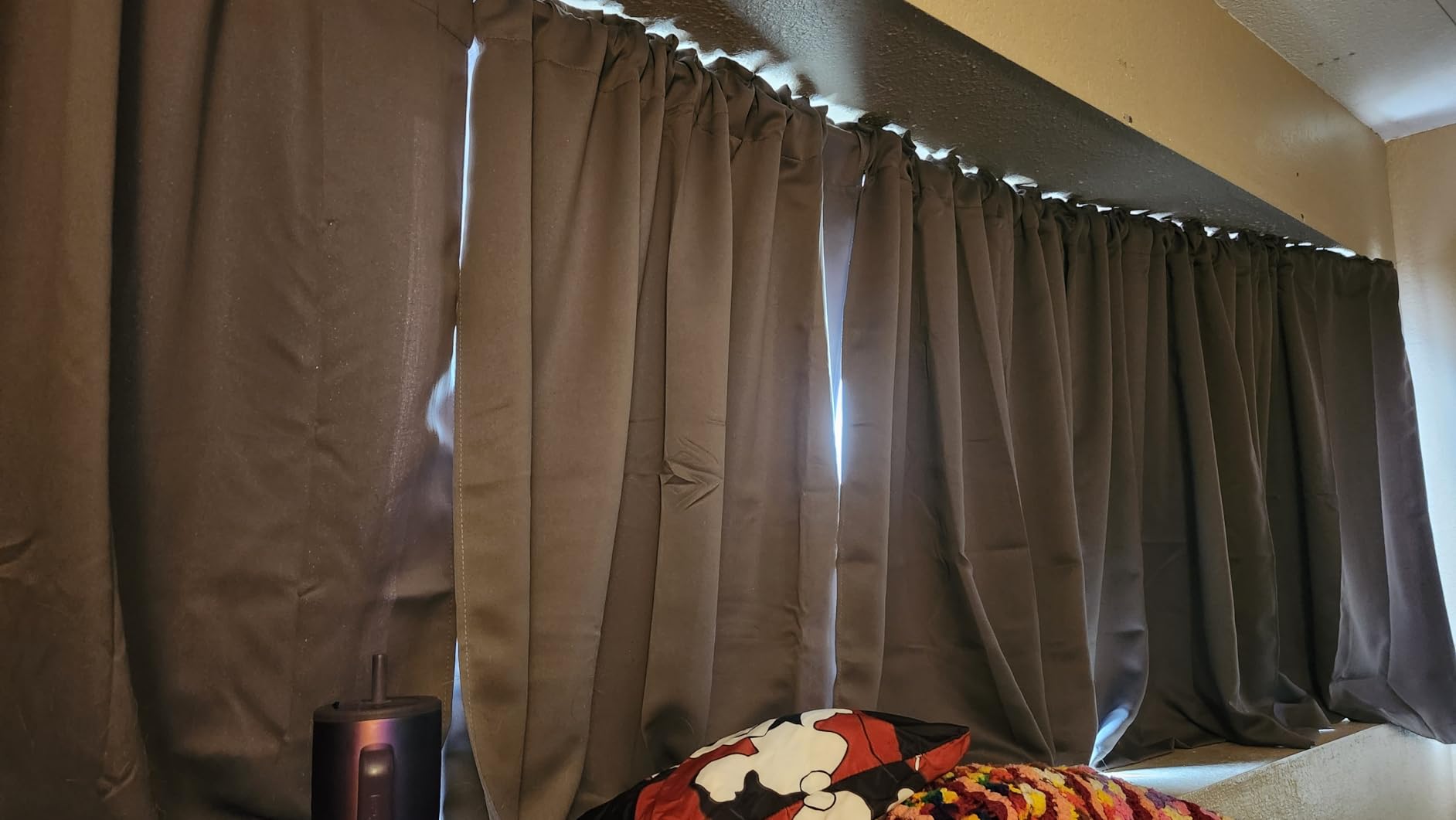 PONY DANCE Black Kitchen Blackout Curtains Over Sink, Short Half Curtains for Bathroom Basement Small Window Decor, Thermal Insulated Light Blocking Bedroom Draperies, W 42 x L 45 inches, 2 Panels Set customer photo 1