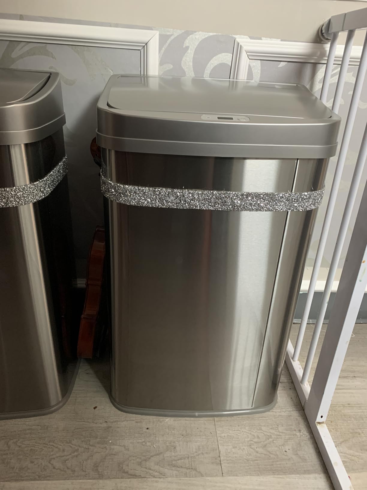 Ninestars Automatic Touchless Motion Sensor Rectangular Trash Can 13.2 Gallons 50L Silver customer photo 1