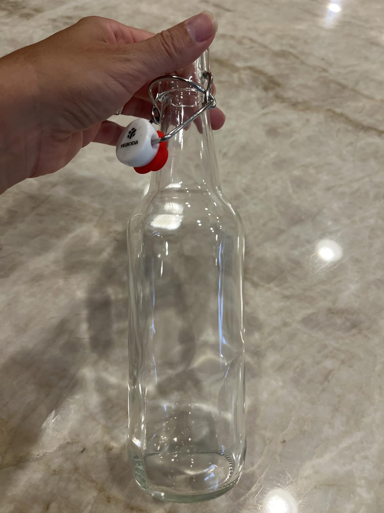 YEBODA Clear Glass Beer Bottles for Home Brewing with Easy Wire Swing Cap & Airtight Silicone Seal 16 oz- Case of 6 customer photo 2