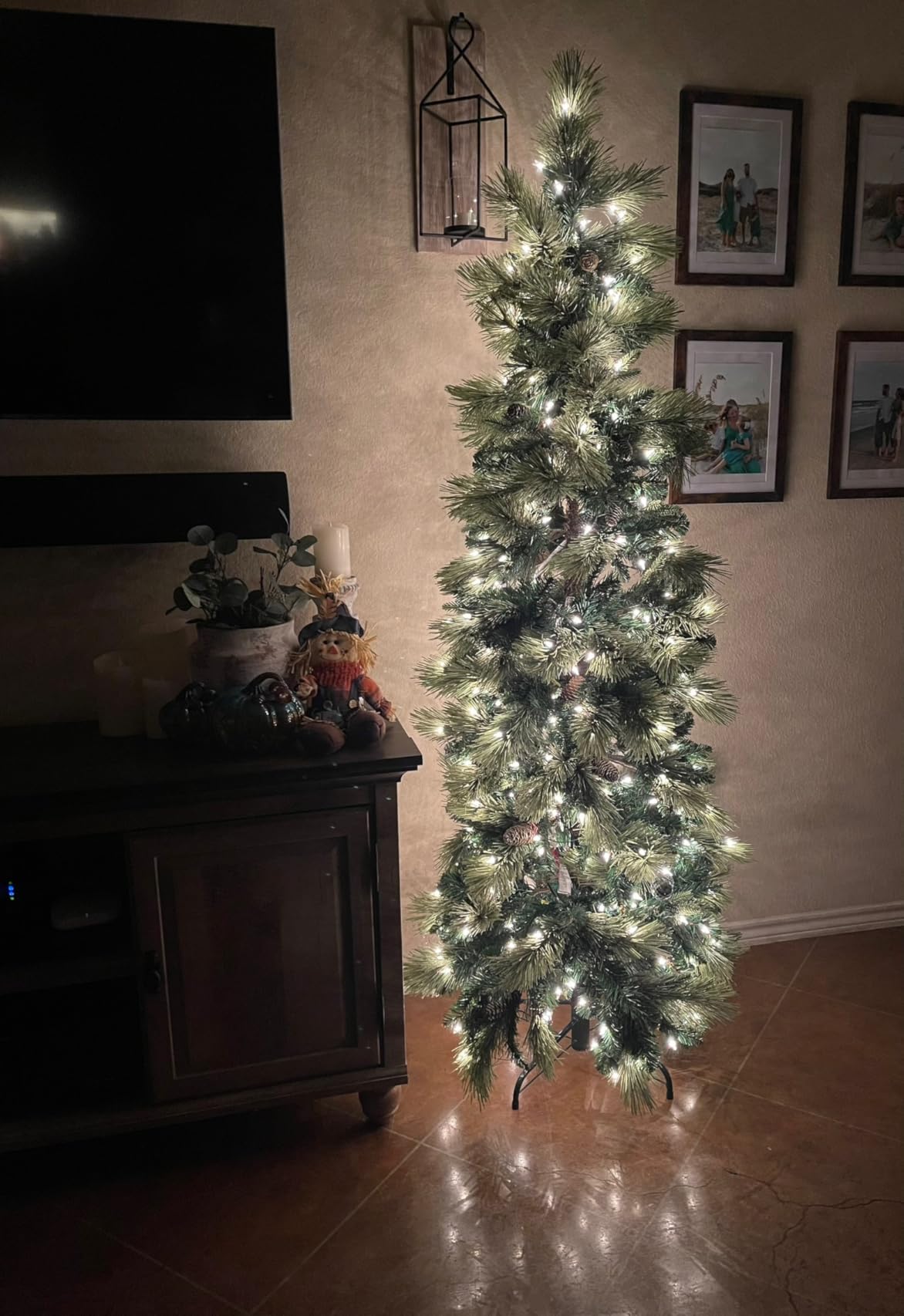 National Tree Company 6.5 ft Pre-Lit Carolina Pine Slim Artificial Christmas Tree, 350 Clear Lights, 516 Tips, Includes Stand, Green customer photo 2