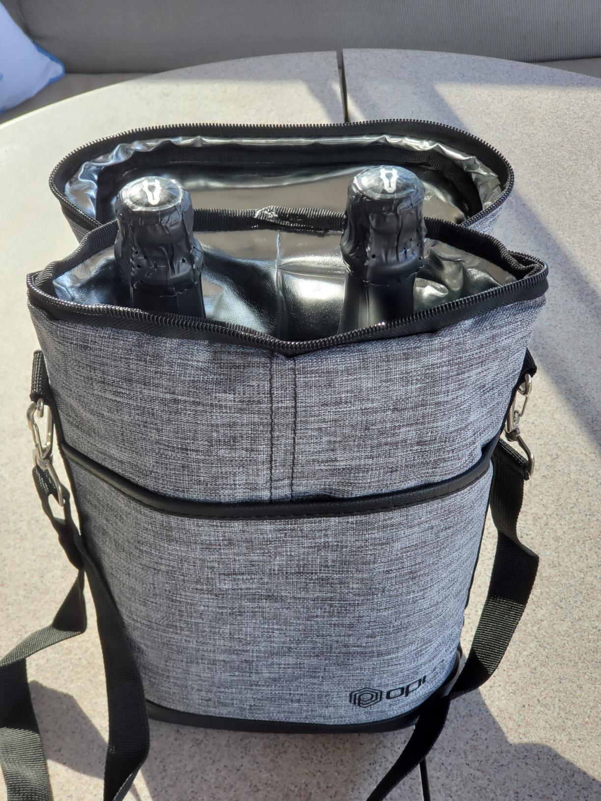 opux 2 Bottle Wine Carrier Tote, Insulated Leakproof Wine Cooler Bag, Wine Travel Bag for Picnic BYOB Beach, Portable Wine Bottle Carrying Case, Gift for Wine Lover Women Men Christmas, Red customer photo 2