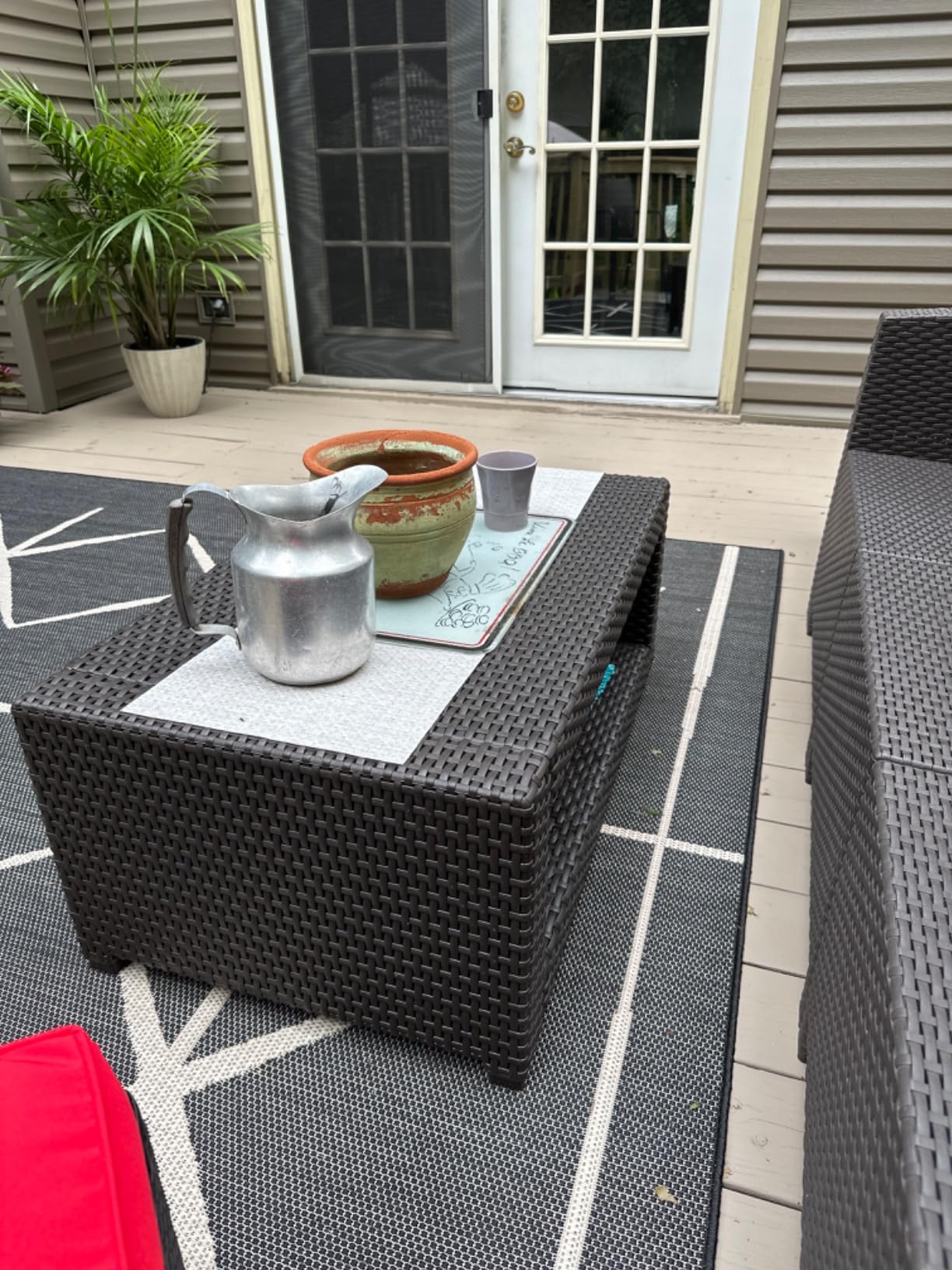 Flash Furniture Seneca Indoor/Outdoor Chocolate Brown Faux Rattan Coffee Table with Open Storage customer photo 2