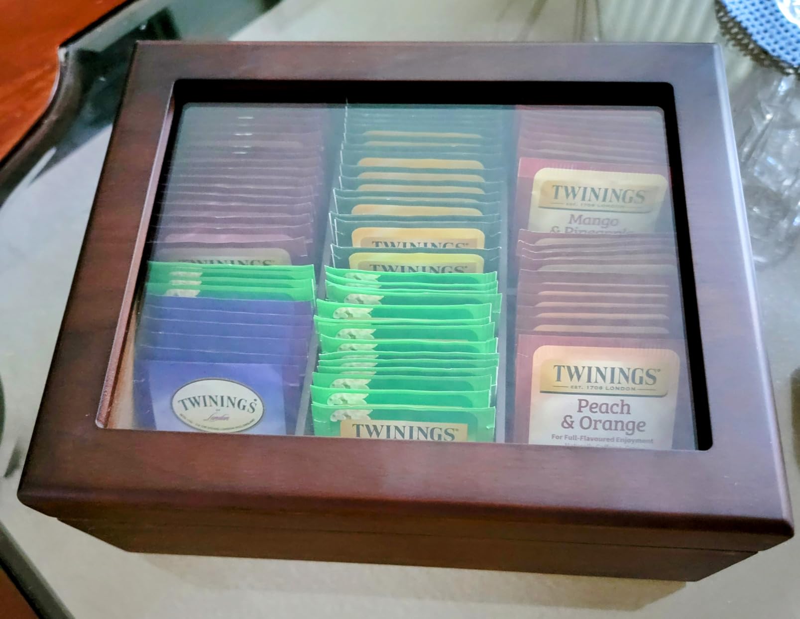 Tea Box - Luxury Wooden Tea Bag Organizer from The Apace Premier Collection - 6 Compartment Tea Storage Chest Container - Elegantly Handmade w/Scratch Resistant Window customer photo 2