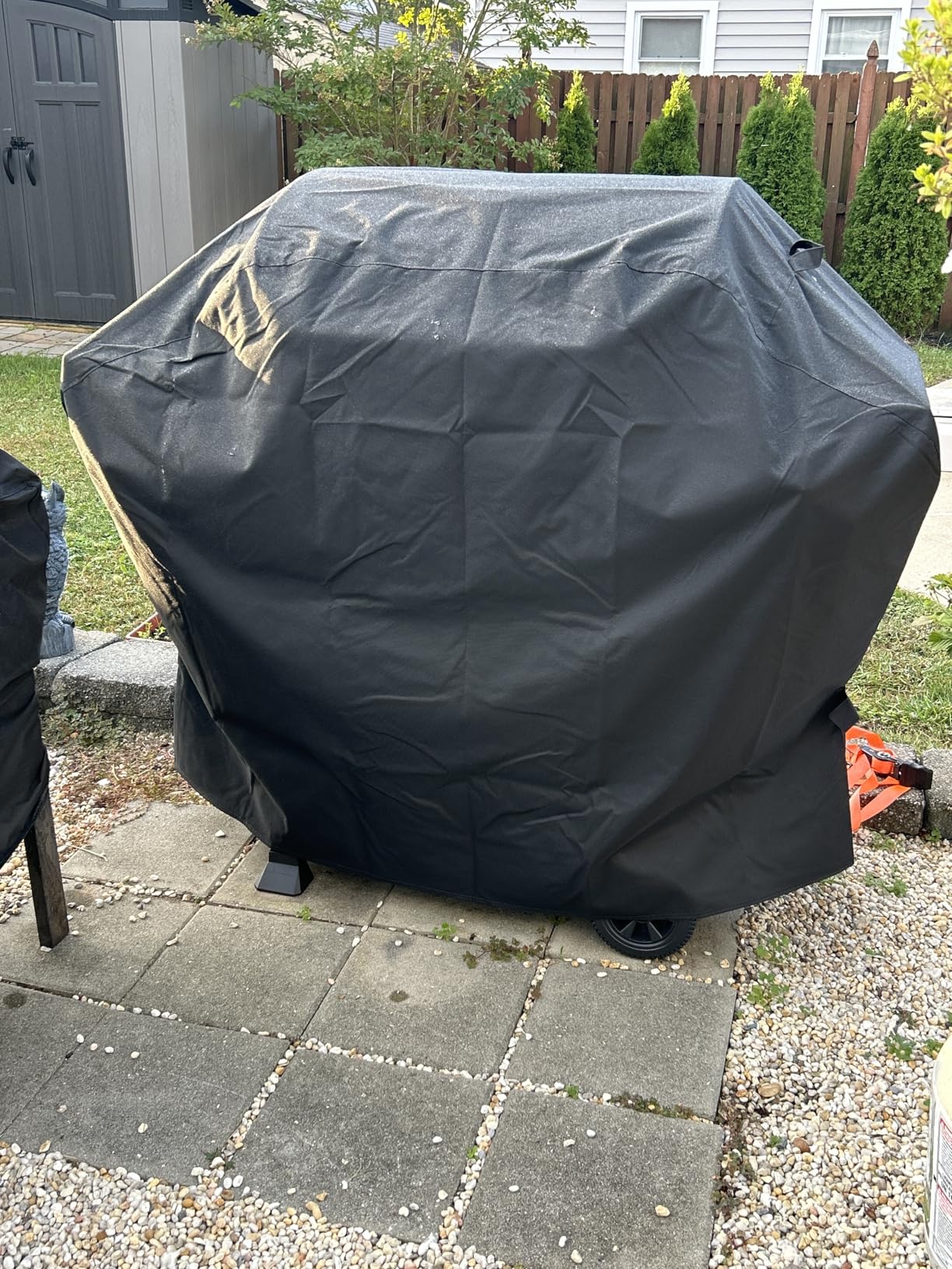 SunPatio Grill Cover 55 Inch, Outdoor Heavy Duty Waterproof Barbecue Gas Cover, UV & Fade Resistant, All Weather Protection Compatible for Weber Charbroil Nexgrill Kenmore Grills and More, Black customer photo 1