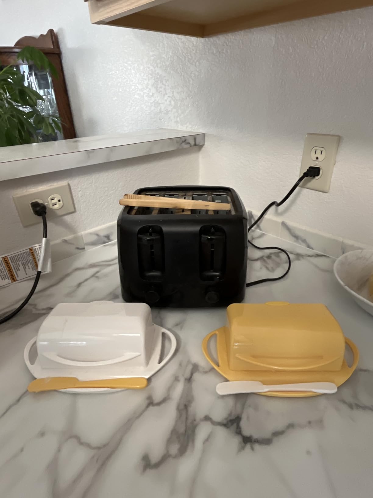 Butterie Flip Top Butter Dish with Attached Lid & Matching Knife - Holds 2 Sticks, Fits Kerrygold/European Butter - BPA Free & Dishwasher Safe - White customer photo 1