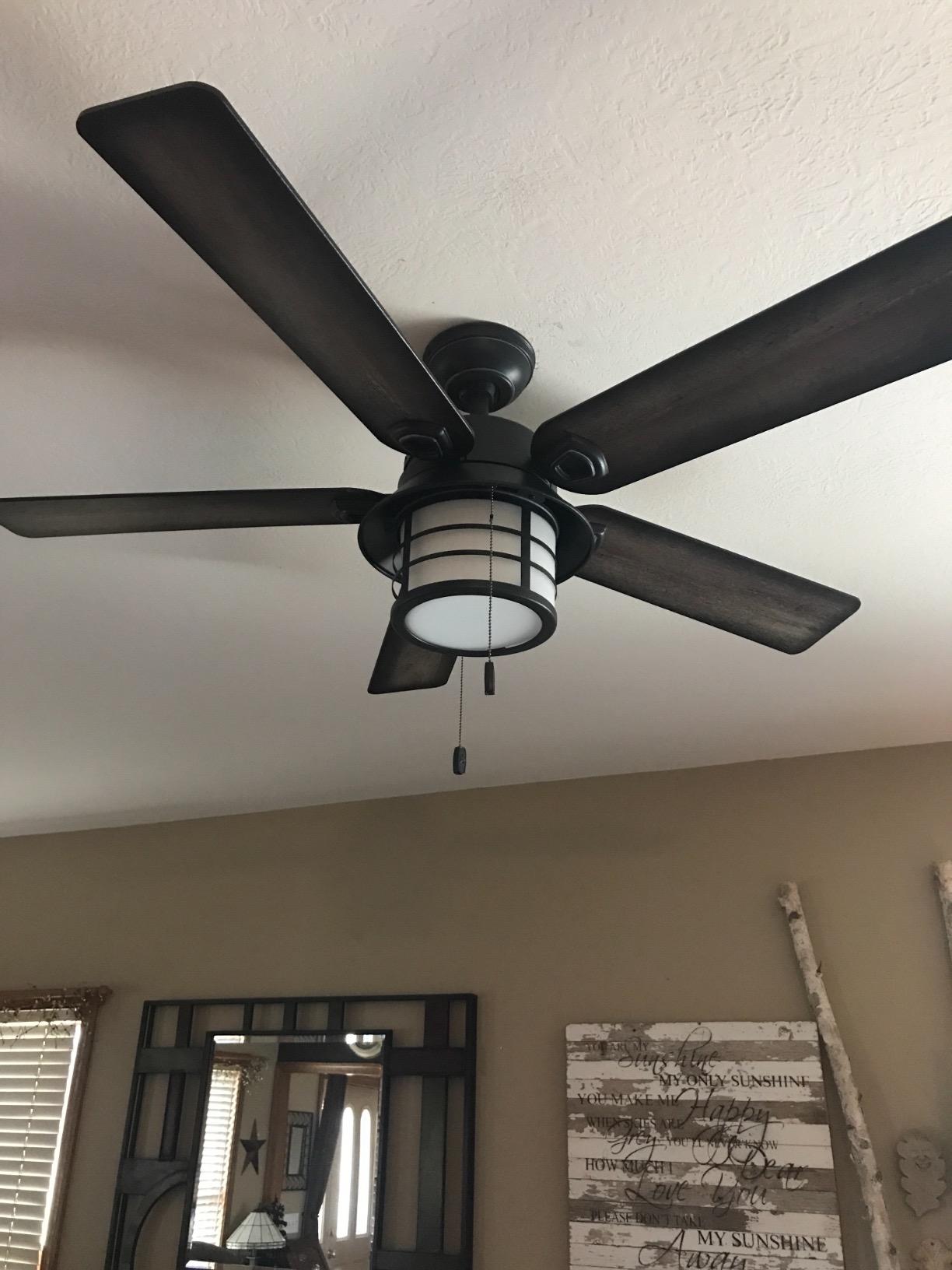 Hunter 54 inch Outdoor or Indoor Ceiling Fan with LED Light - Rustic Ceiling Fan with Pull Chain, For Bedroom, Living Room, or Patio, Standard Mount, No Remote - Key Biscayne 59273, Onyx Bengal customer photo 1