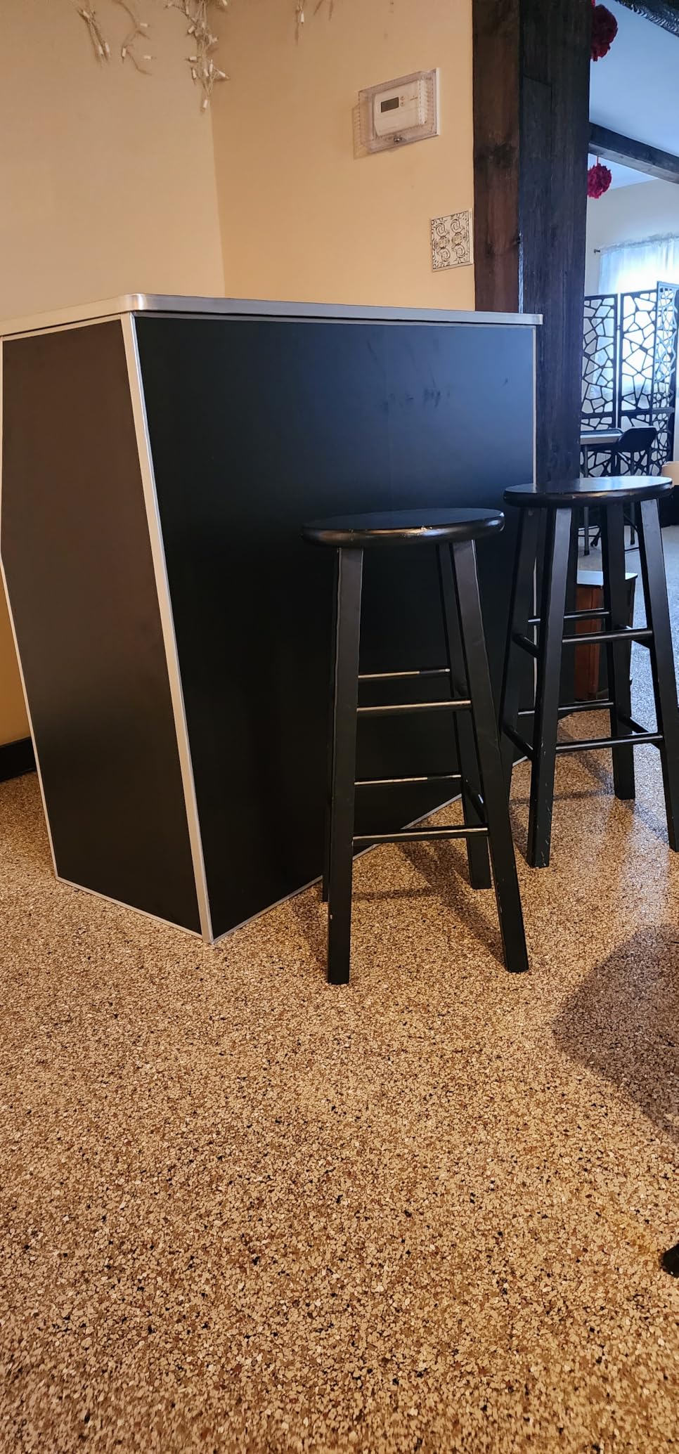 Flash Furniture 4' Folding Portable Event Bar with Top and Middle Shelves, Mobile Laminate Foldable Bar for Parties and Events, White customer photo 1
