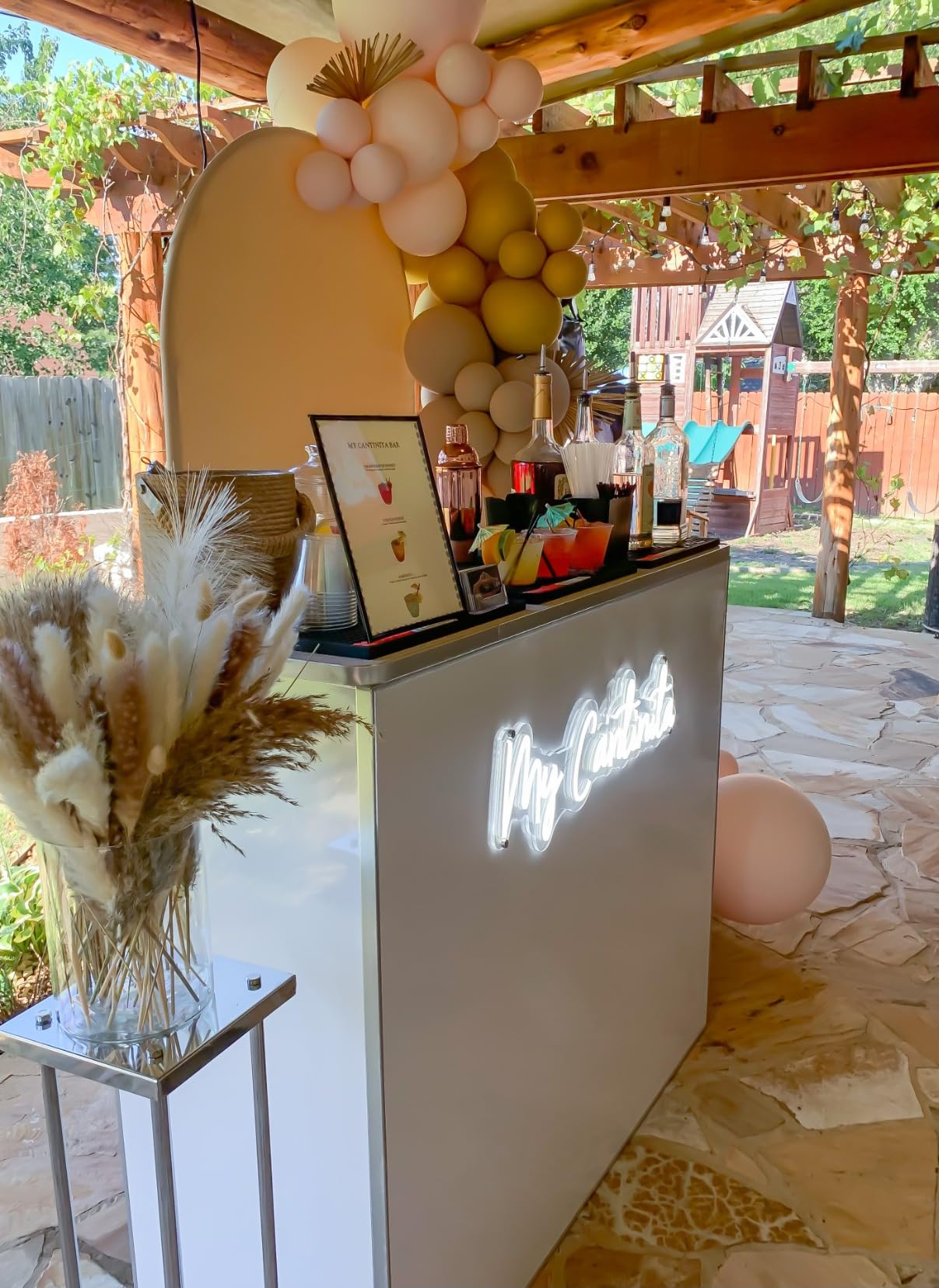 Flash Furniture 4' Folding Portable Event Bar with Top and Middle Shelves, Mobile Laminate Foldable Bar for Parties and Events, White customer photo 2