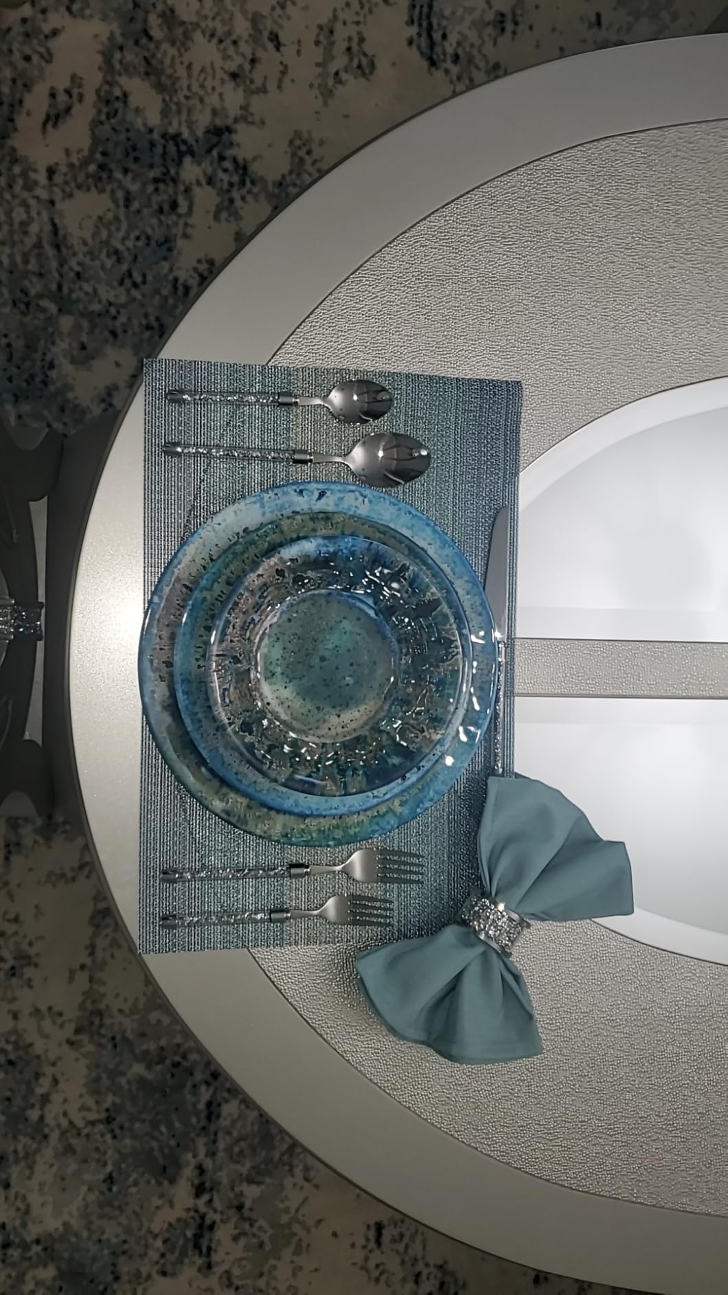 Radiance Teal 12pc Melamine Dinnerware Set - Service for 4 Plates and Bowls Set, Outdoor Dinnerware, Coastal Dishes customer photo 1