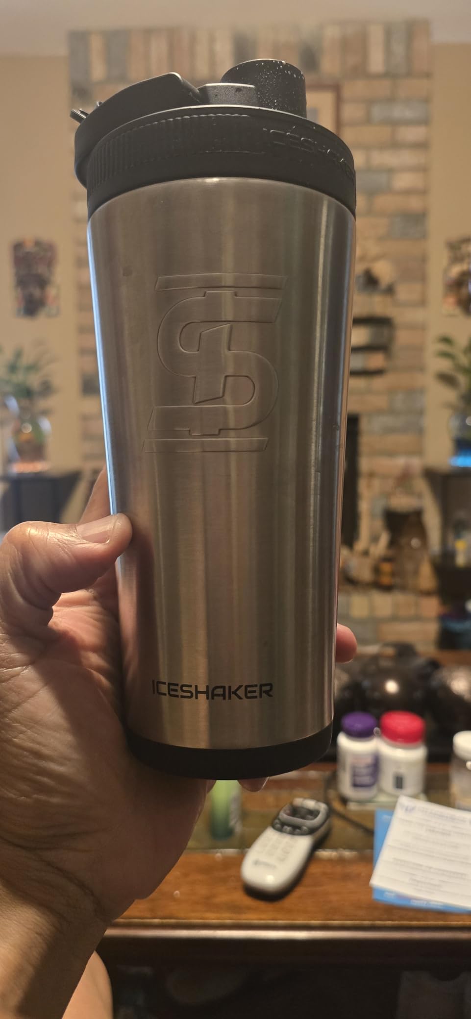 Ice Shaker Insulated Stainless Steel Shaker Bottle | 26oz, Black | Cold for 30+ Hours | Insulated Cup with Twist-on Agitator | Odor-Free Bottle for Protein Shakes, Water, Smoothies, Cocktails customer photo 1