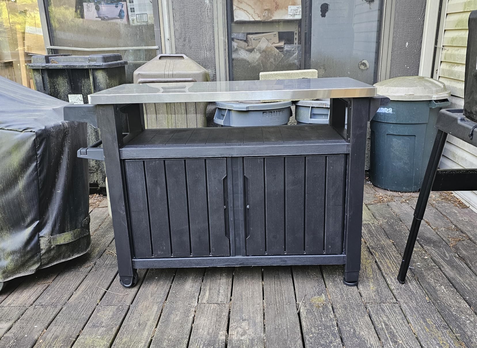 Keter Unity XL Portable Outdoor Table with Stainless Steel Top for Kitchen Prep and Outdoor Storage Cabinet for Grilling Accessories, Dark Grey customer photo 1
